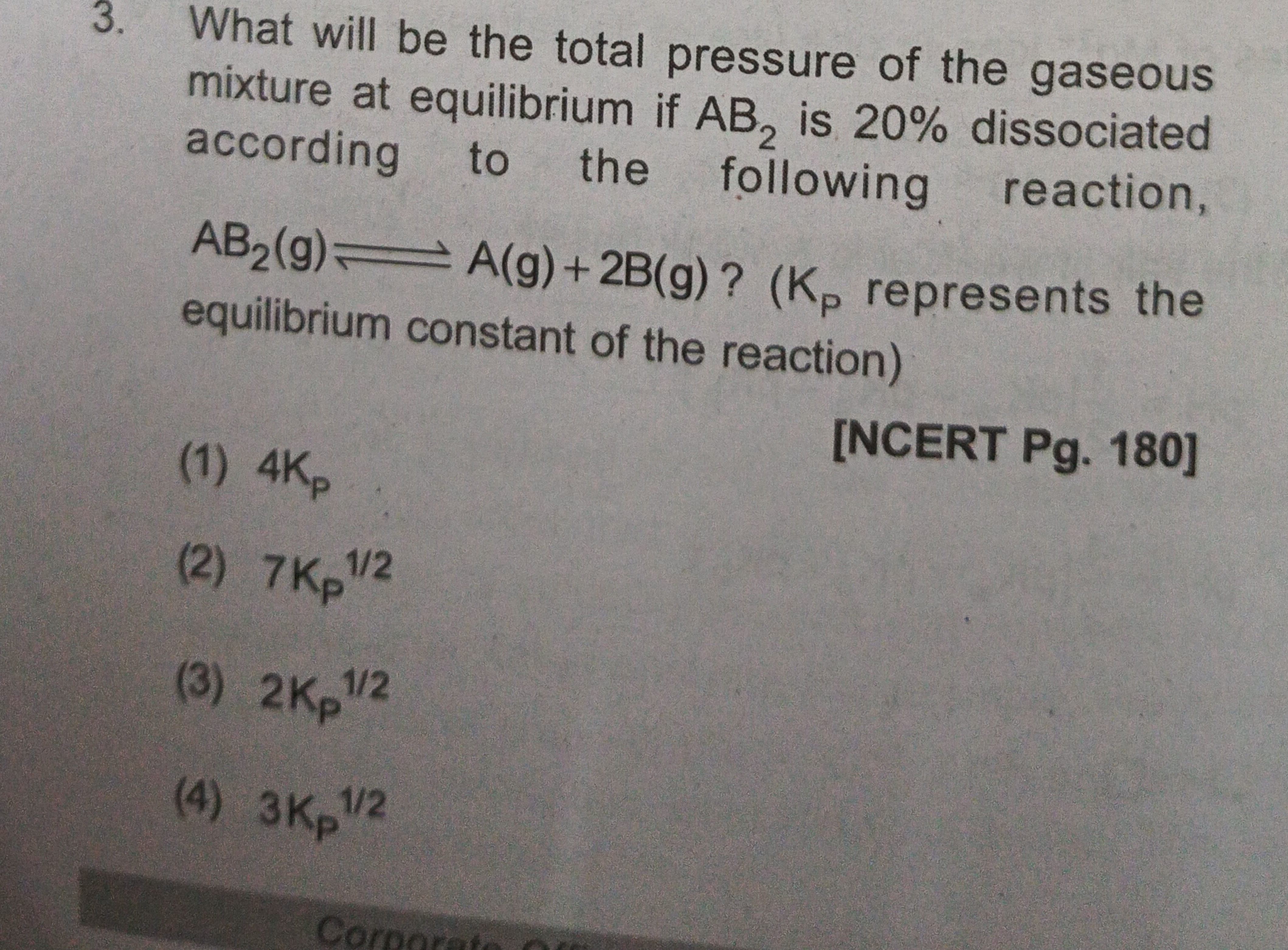 3. What will be the total pressure of the gaseous
mixture at equilibri