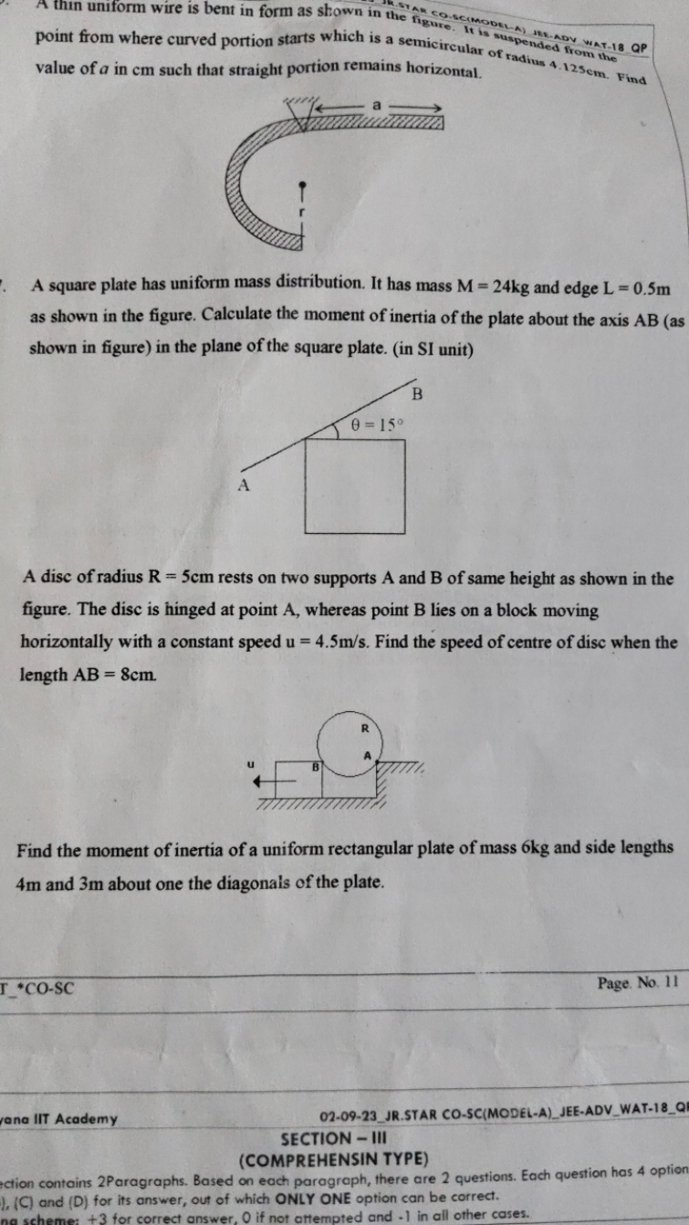  point from where curved portion starts which is a semicircular of rad