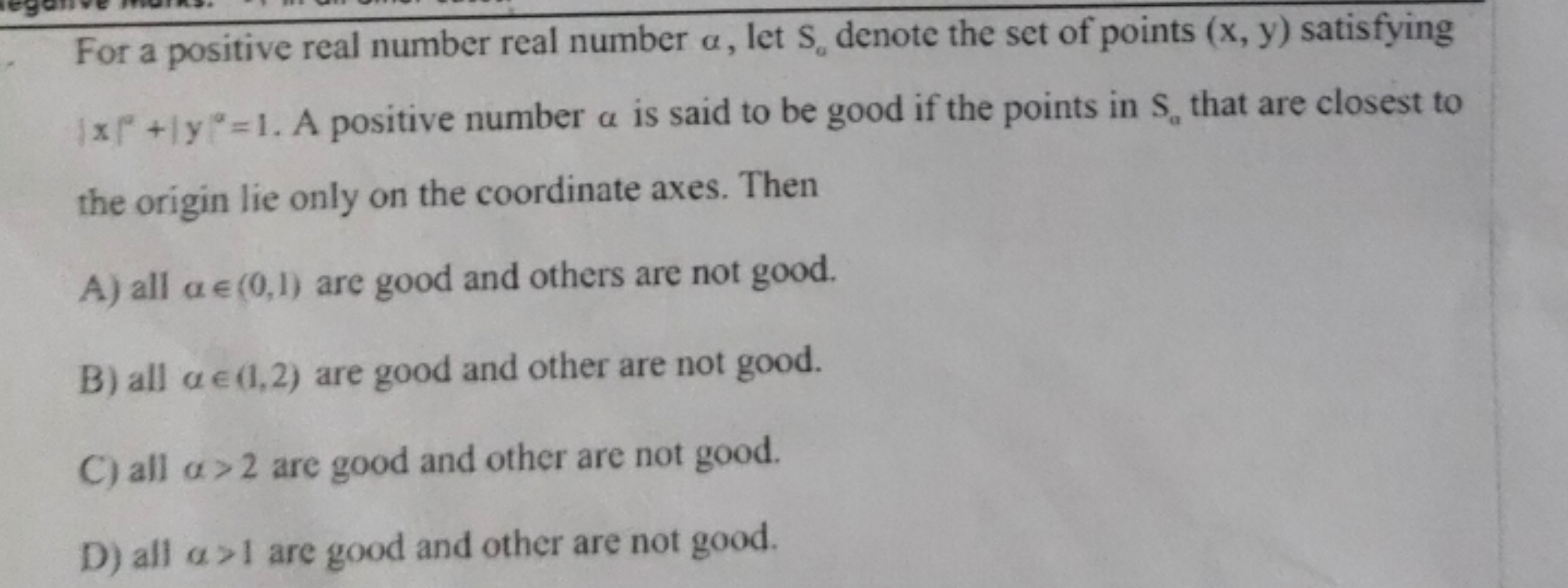 For a positive real number real number α, let S∘​ denote the set of po