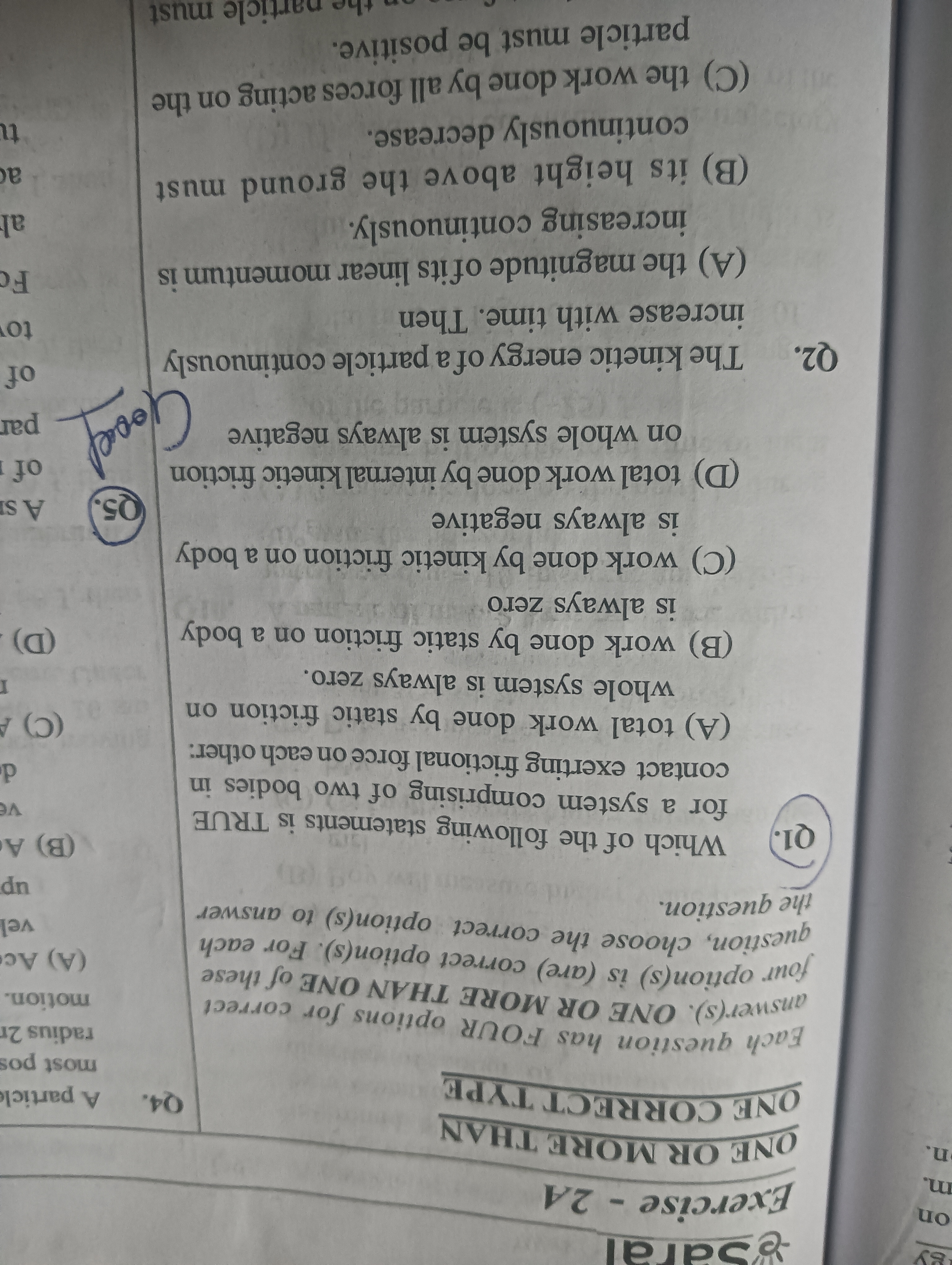 Exercise - 2A
ONE OR MORE THAN
ONE CORRECT TYPE
Each question has FOUR