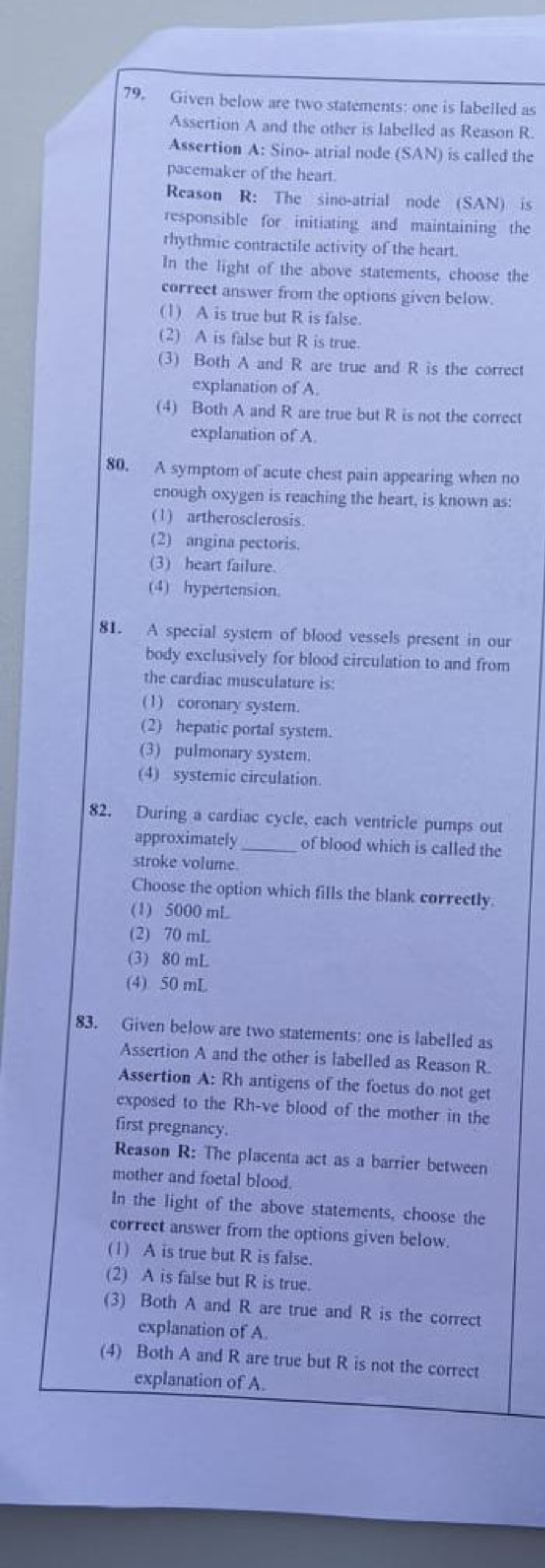 79. Given below are two statements: one is labelied as Assertion A and