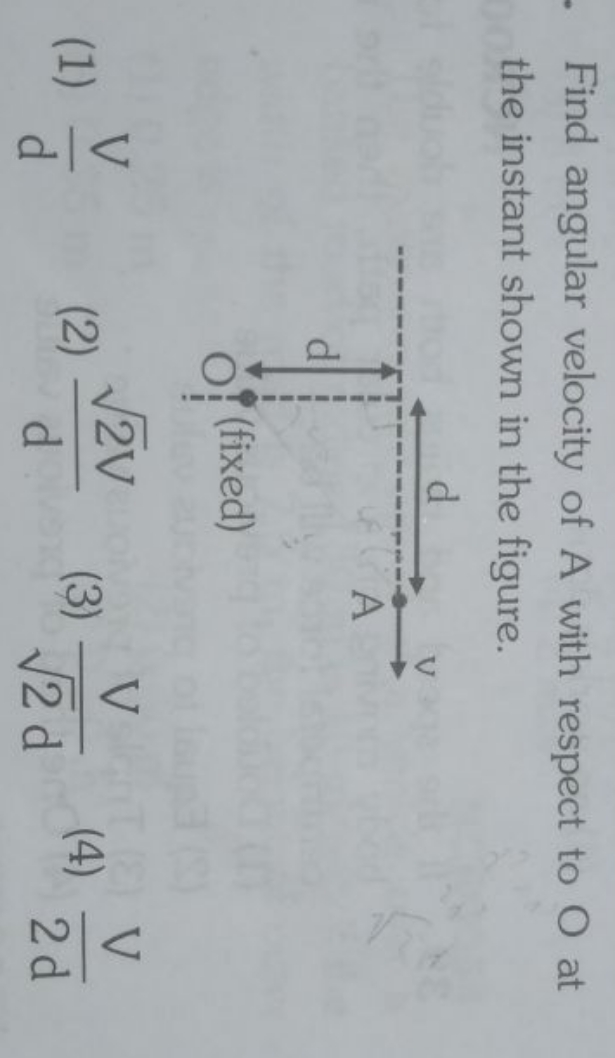 Find angular velocity of A with respect to O at the instant shown in t