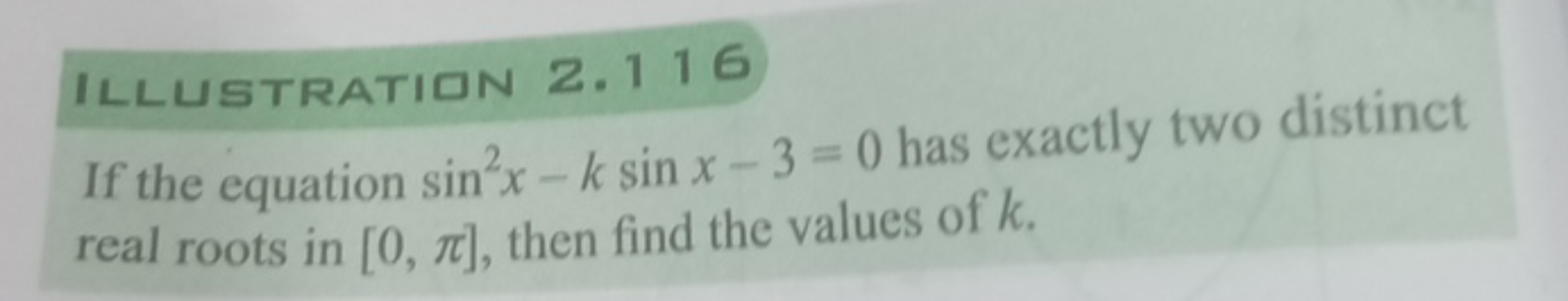 ILLUSTRATIION 2.116
If the equation sin2x−ksinx−3=0 has exactly two di