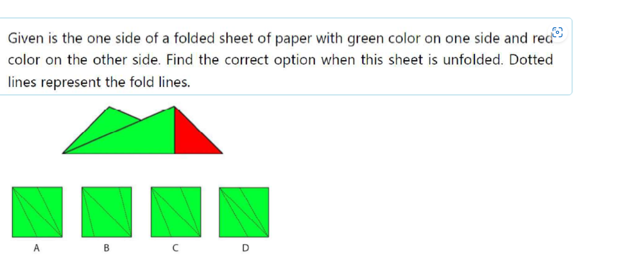 Given is the one side of a folded sheet of paper with green color on o