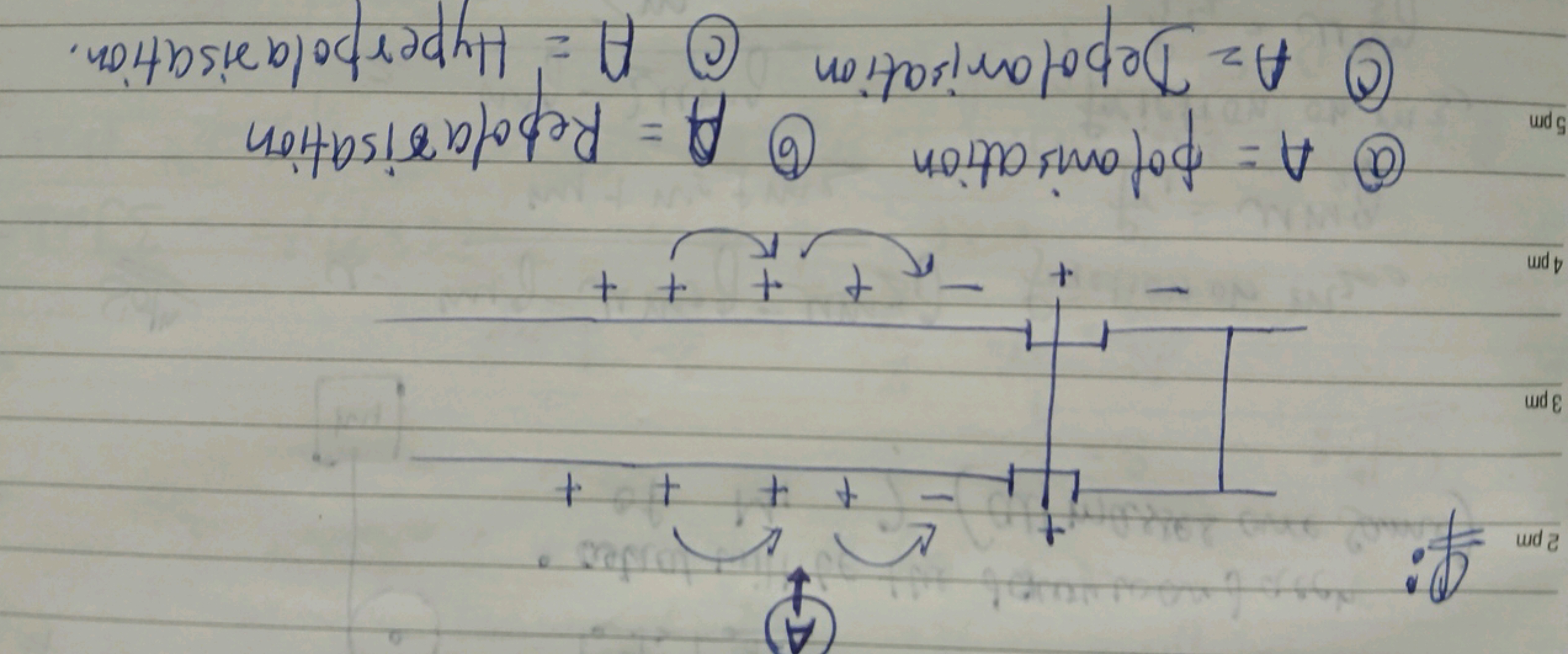 (a) A= polomisation
(C) A= Depolarisation
(6) A= Repolarisation
(c) A=