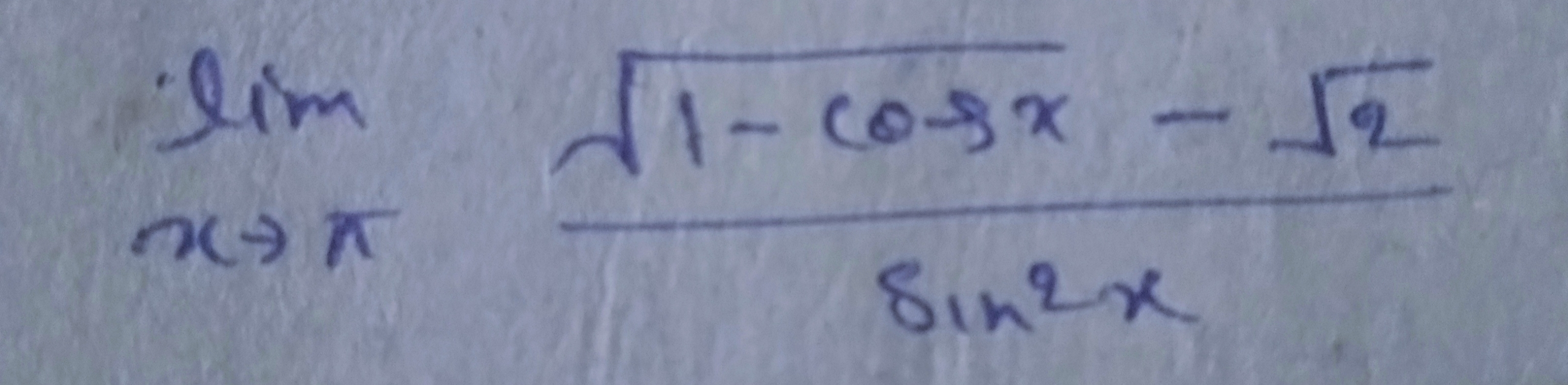 limx→π​sin2x1−cosx​−2​​