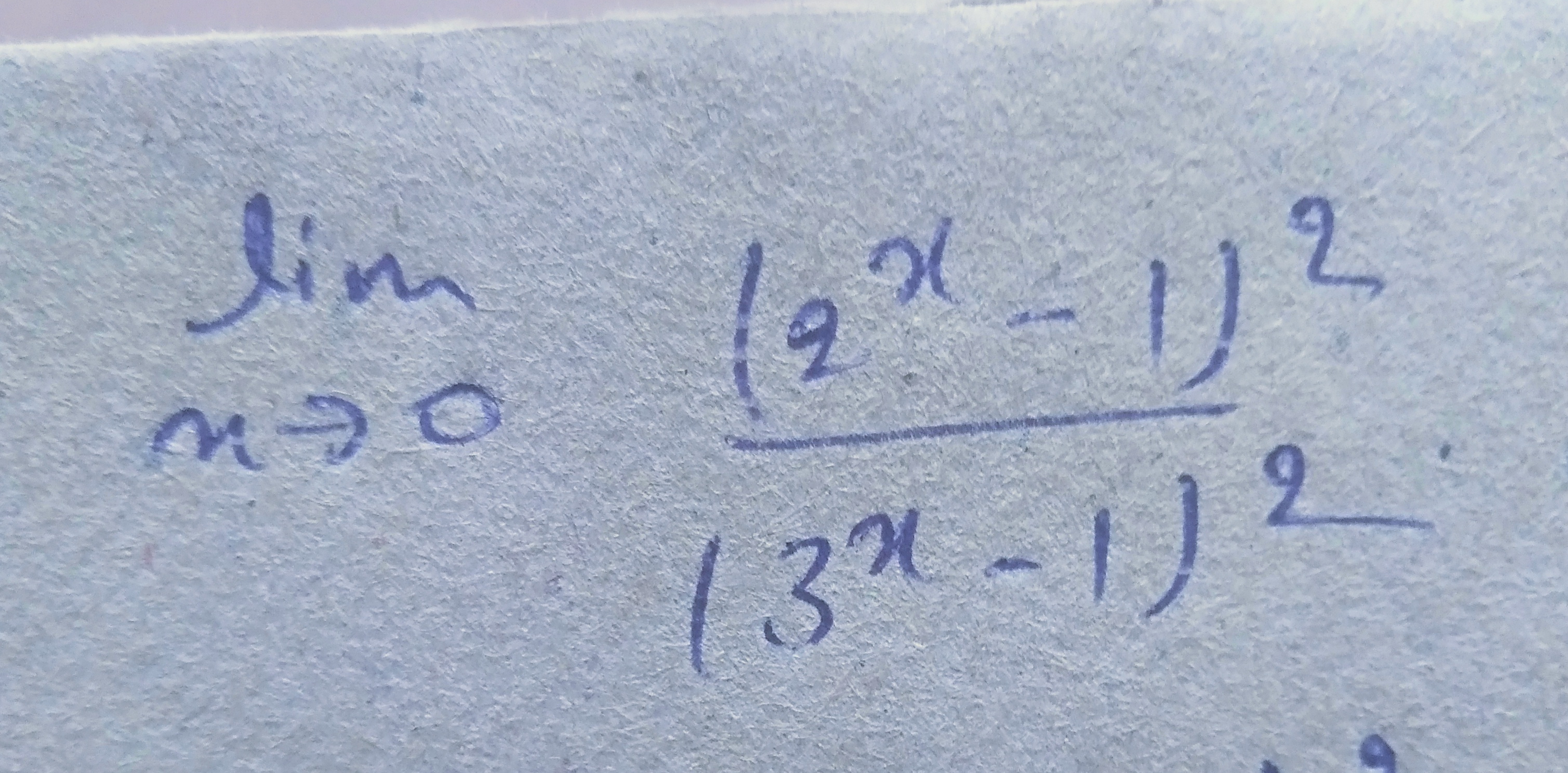 limx→0​(3x−1)2(2x−1)2​