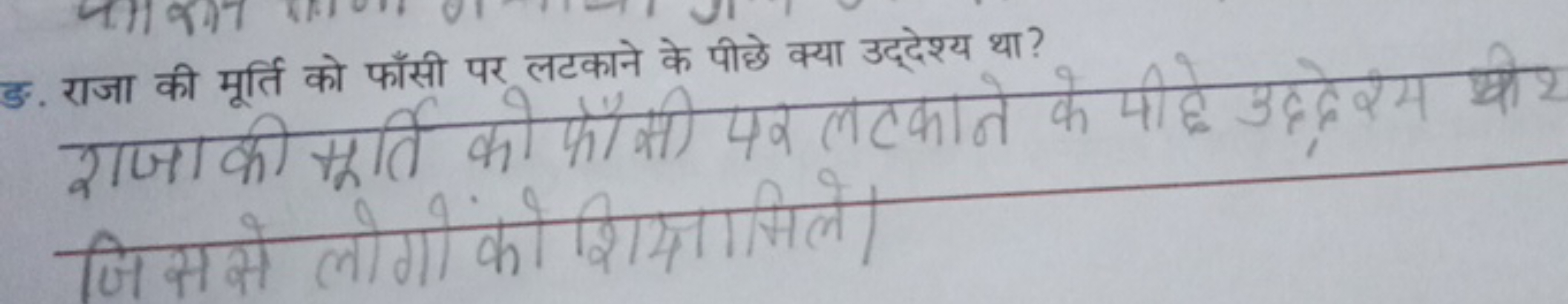 राजाकी मूर्ति को फौँ मी पर लटकाने के पीछे उददेश म थिए
राजा की मूर्ति क