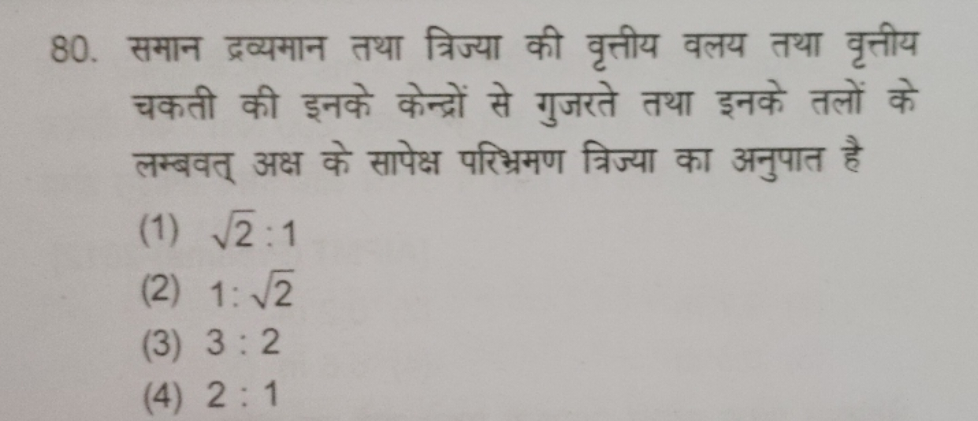 80. समान द्रव्यमान तथा त्रिज्या की वृत्तीय वलय तथा वृत्तीय चकती की इनक