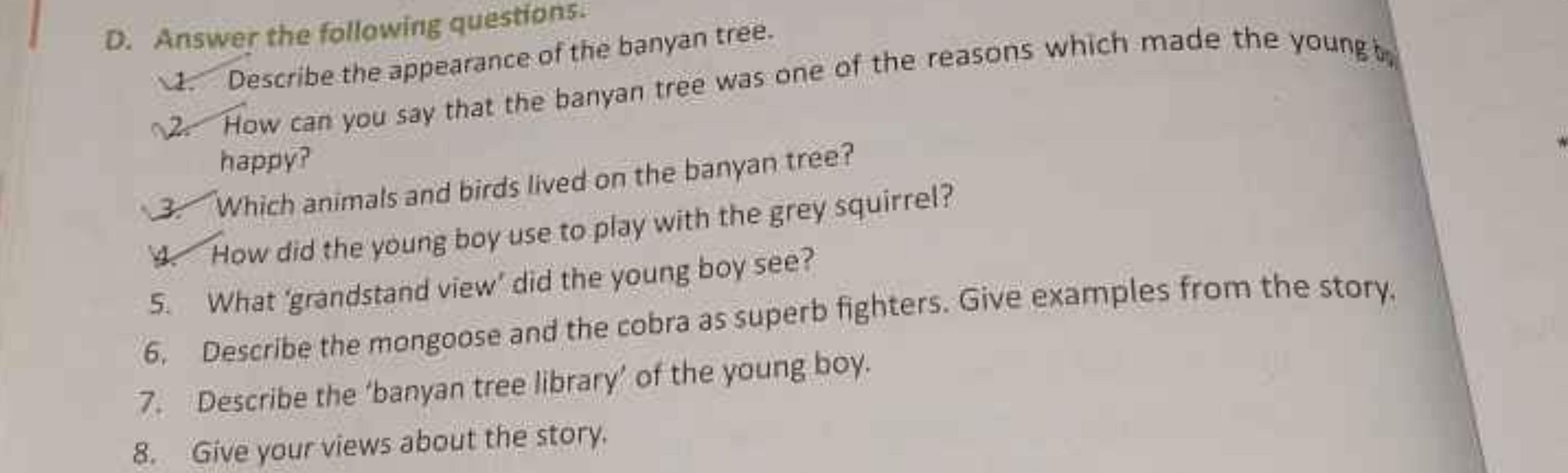 D. Answer the following questions.
1. Describe the appearance of the b