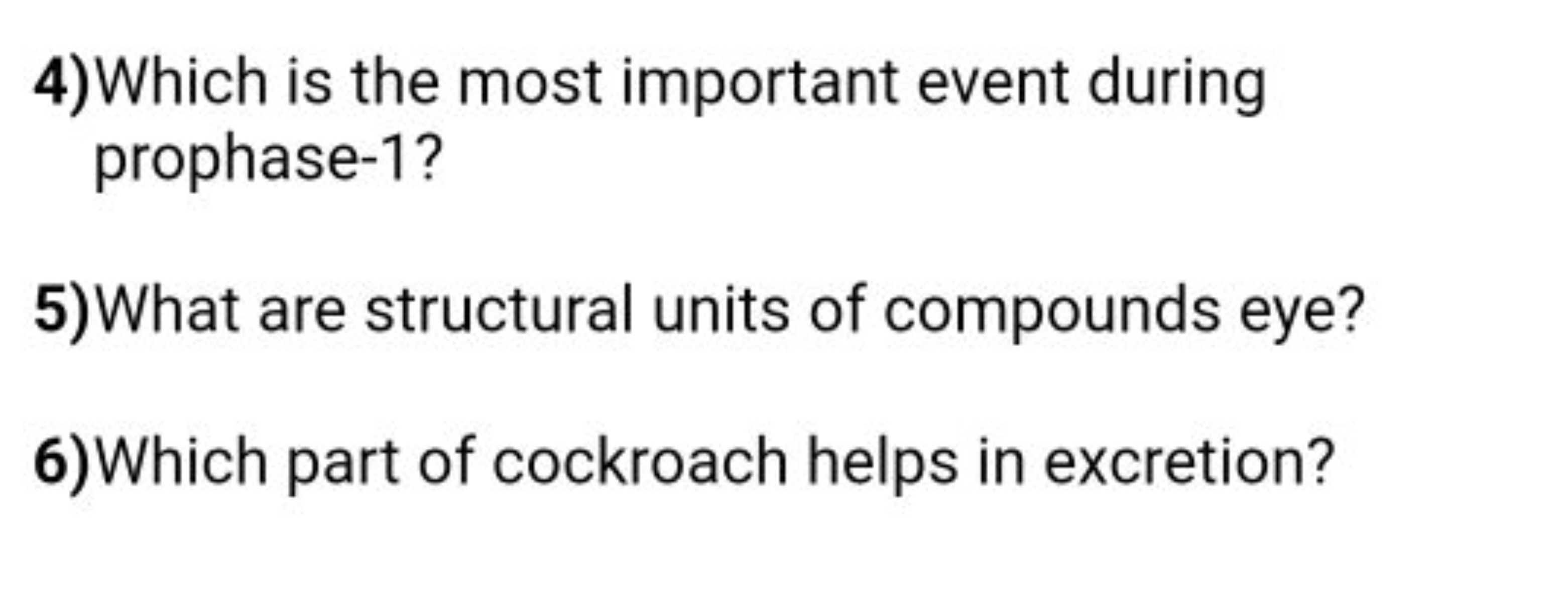 4) Which is the most important event during prophase-1?
5)What are str