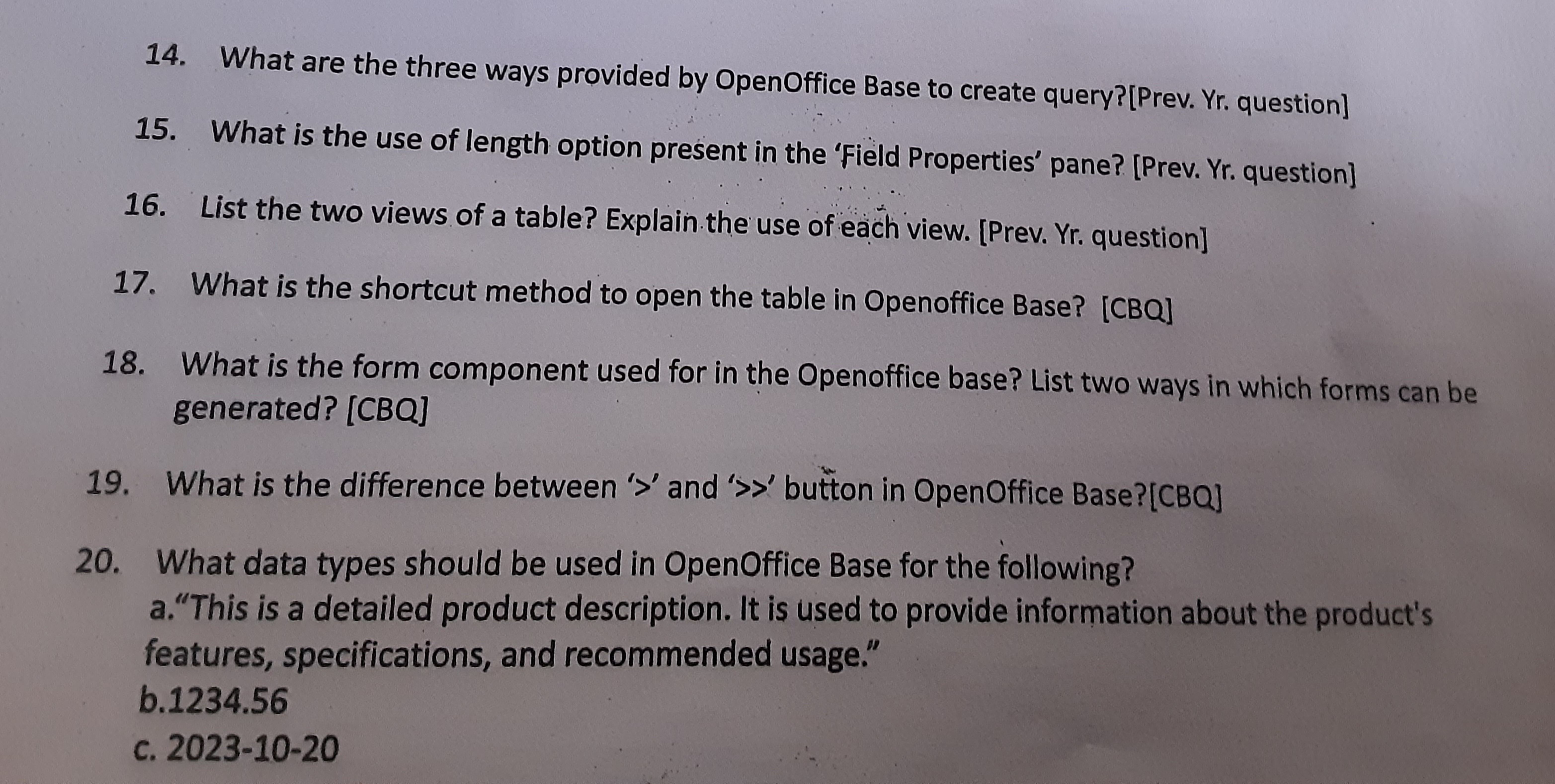 14. What are the three ways provided by OpenOffice Base to create quer