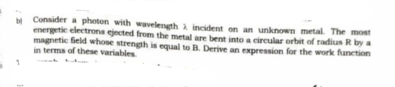 b) Consider a photon with wavelength λ incident on an unknown metal. T