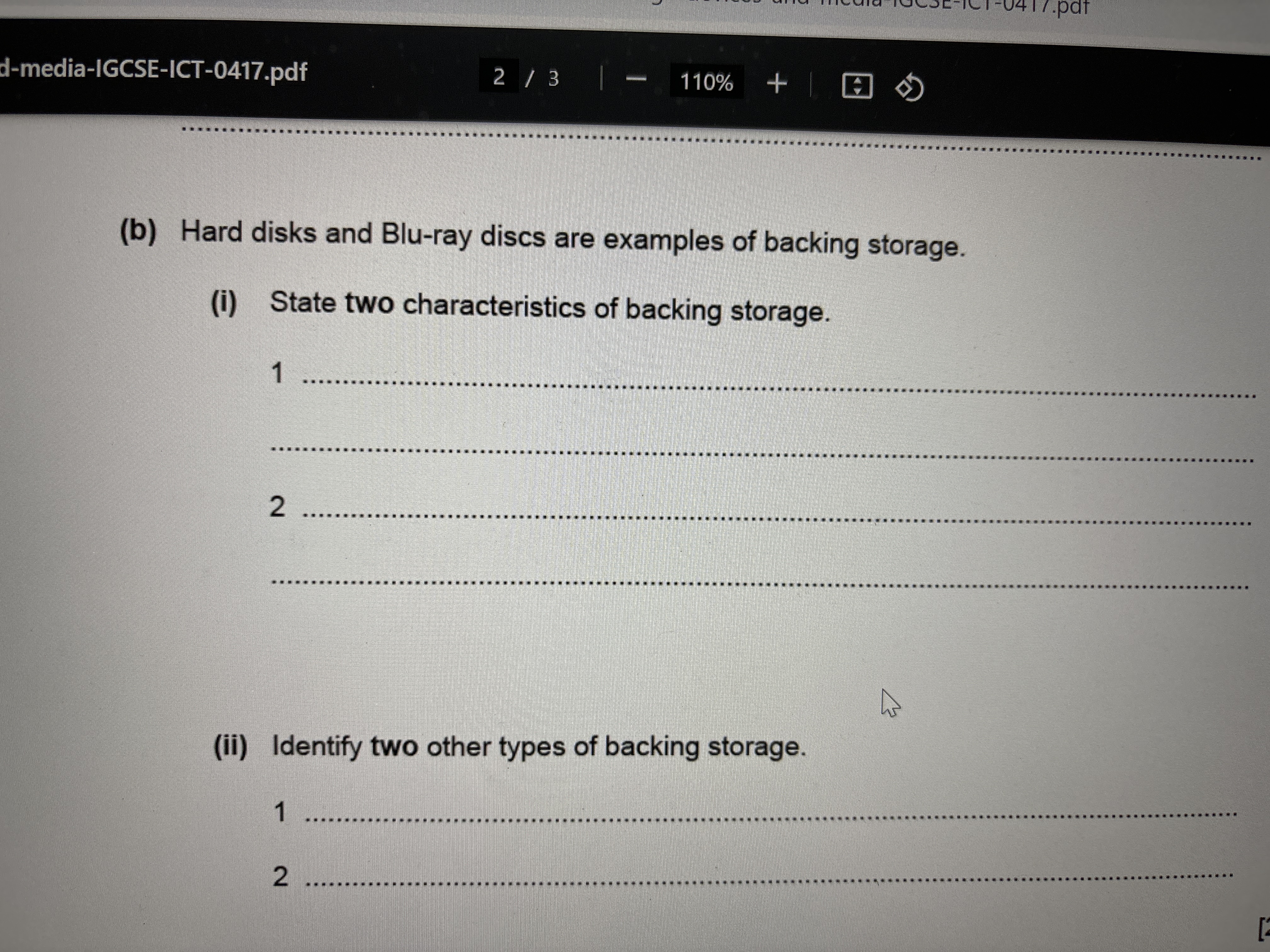 d-media-IGCSE-ICT-0417.pdf
2/3
110%
(b) Hard disks and Blu-ray discs a