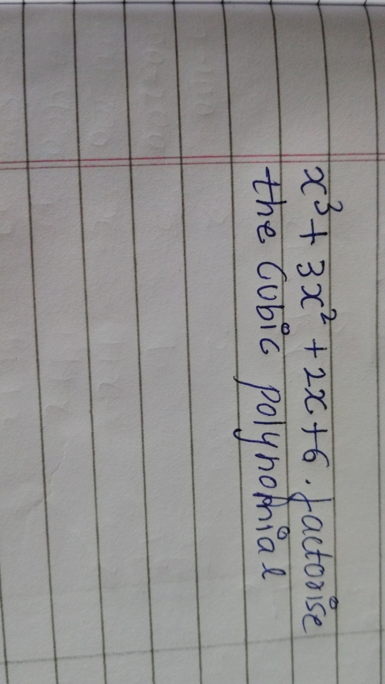 x3+3x2+2x+6. factorise 
the Cubic polynomial