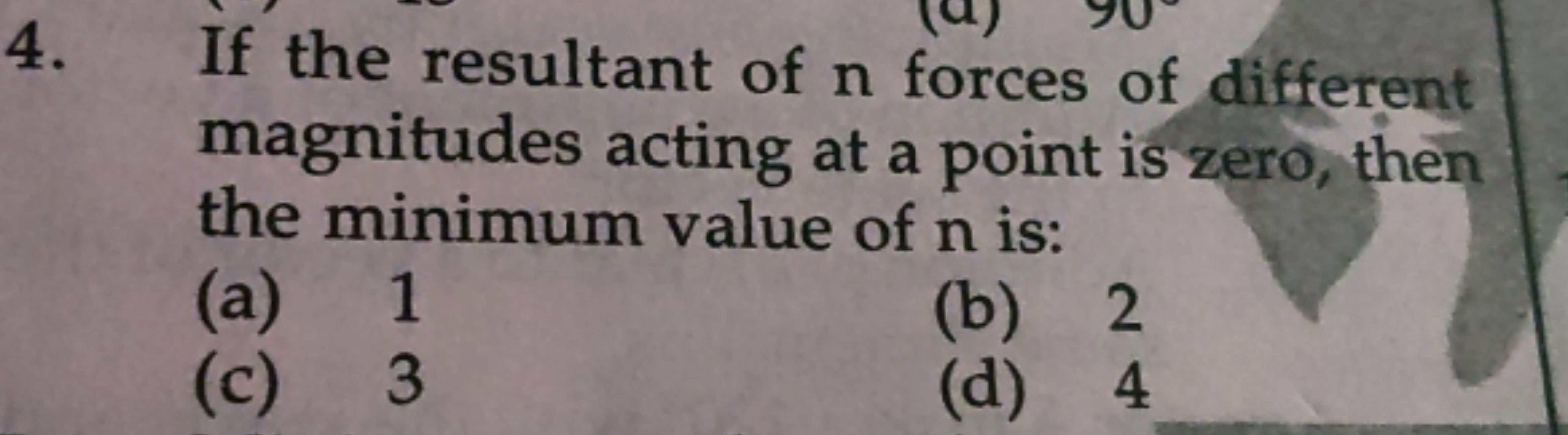 4. If the resultant of n forces of different magnitudes acting at a po