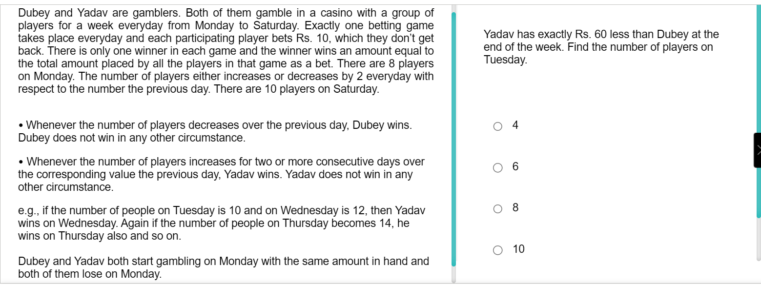 Dubey and Yadav are gamblers. Both of them gamble in a casino with a g