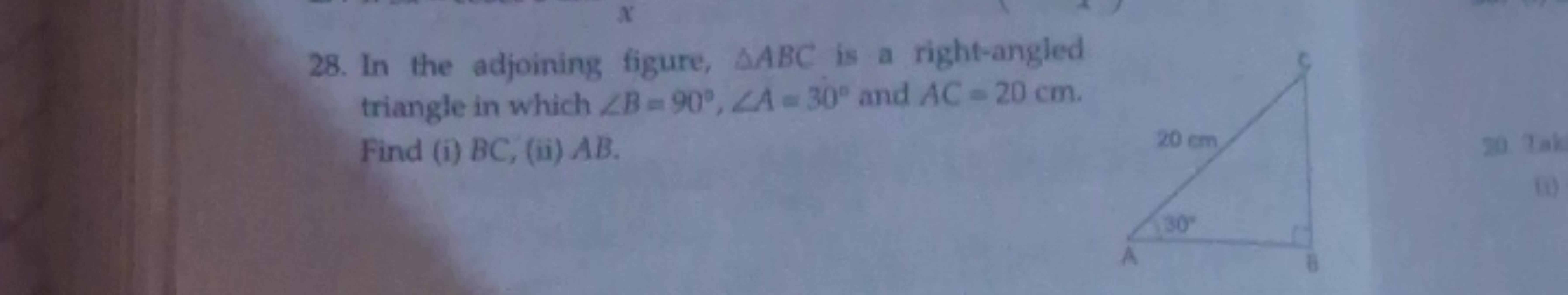 X
28. In the adjoining figure, AABC is a right-angled
triangle in whic