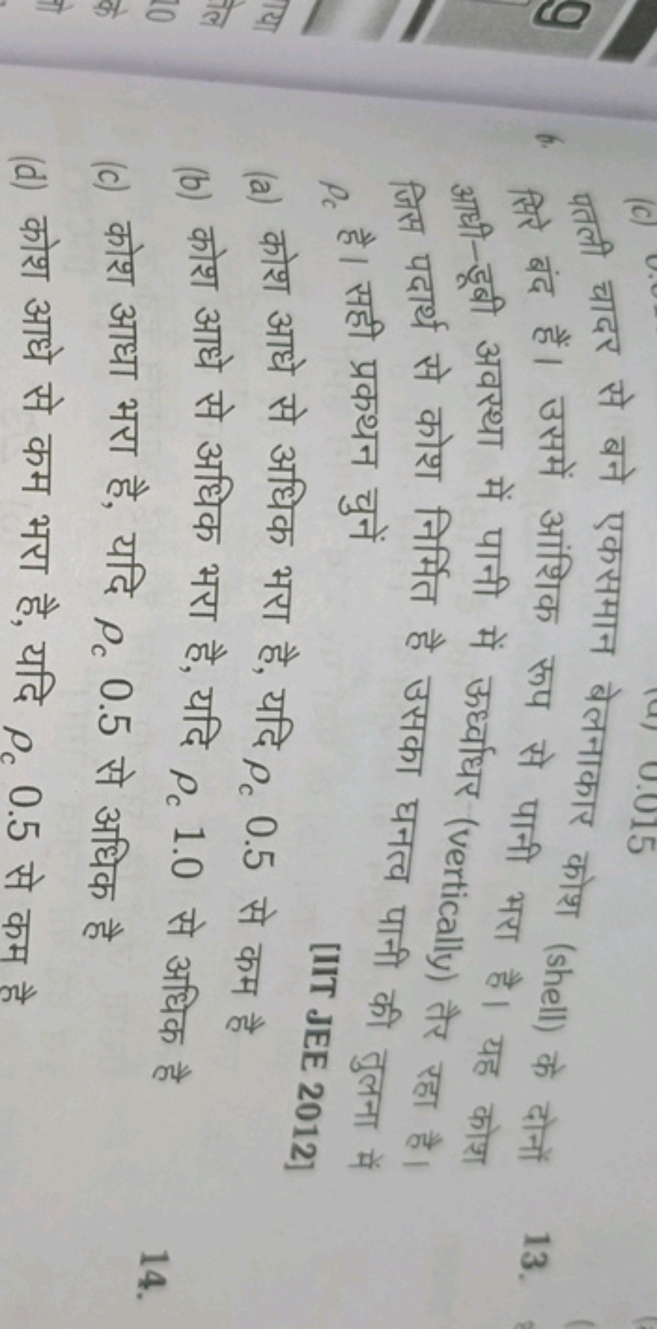 पतली चादर से बने एकसमान बेलनाकार कोश (shell) के दोनों सिरे बंद हैं। उस