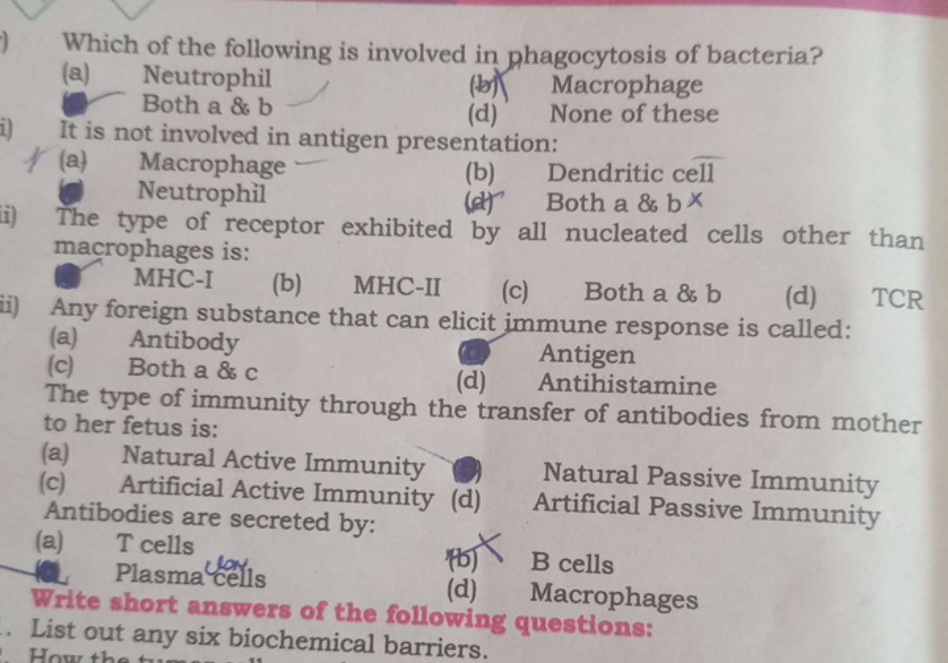 Which of the following is involved in phagocytosis of bacteria?
(a) Ne