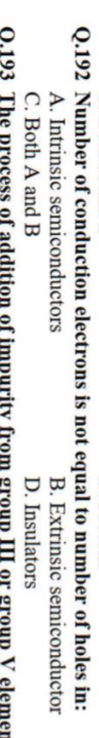 Q. 192 Number of conduction electrons is not equal to number of holes 