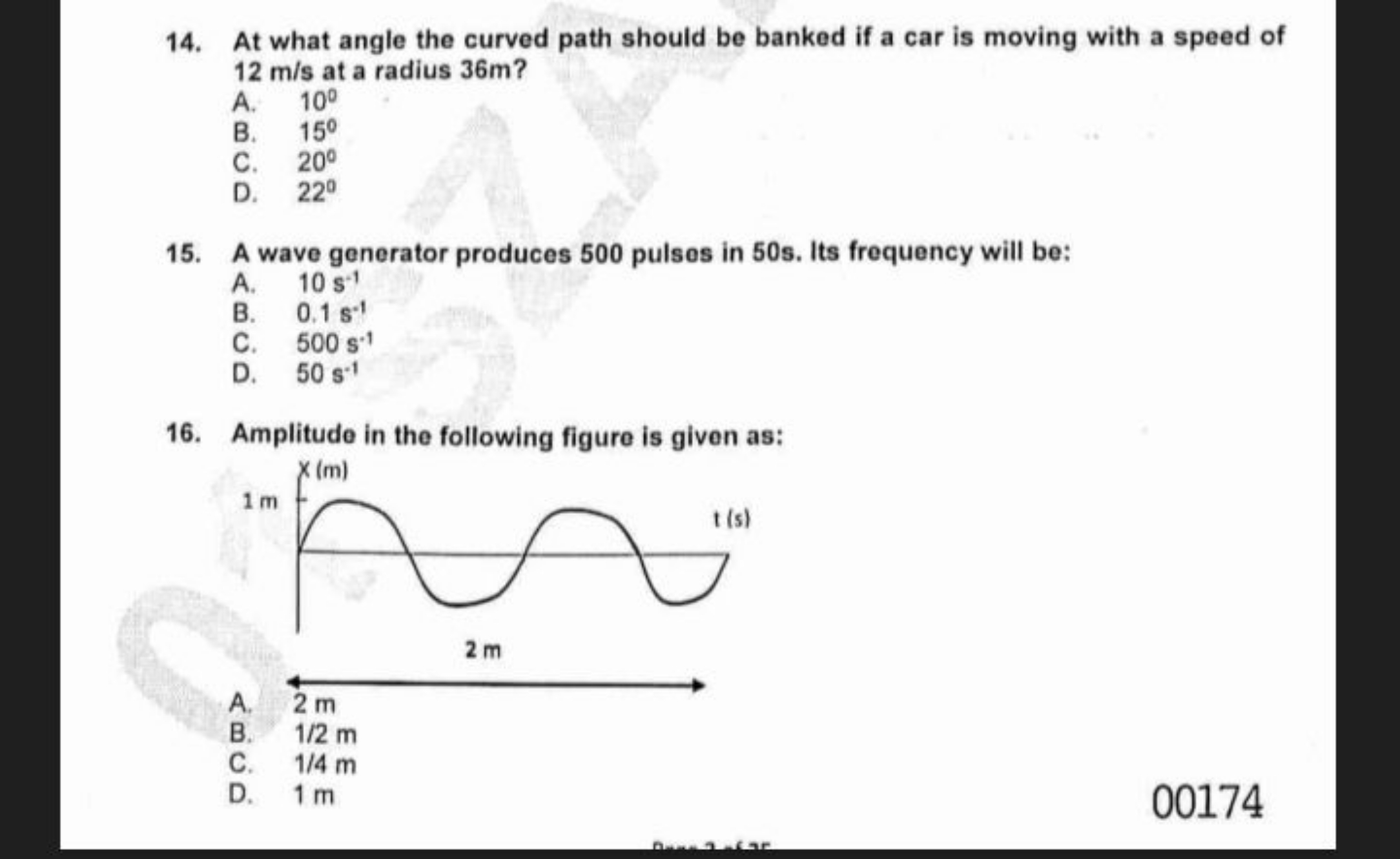 14. At what angle the curved path should be banked if a car is moving 