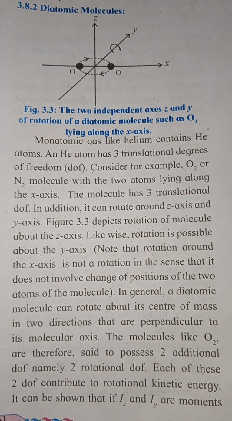 3.8.2 Diatomic Molecules:

Fig. 3.3: The two independent axes z and y 