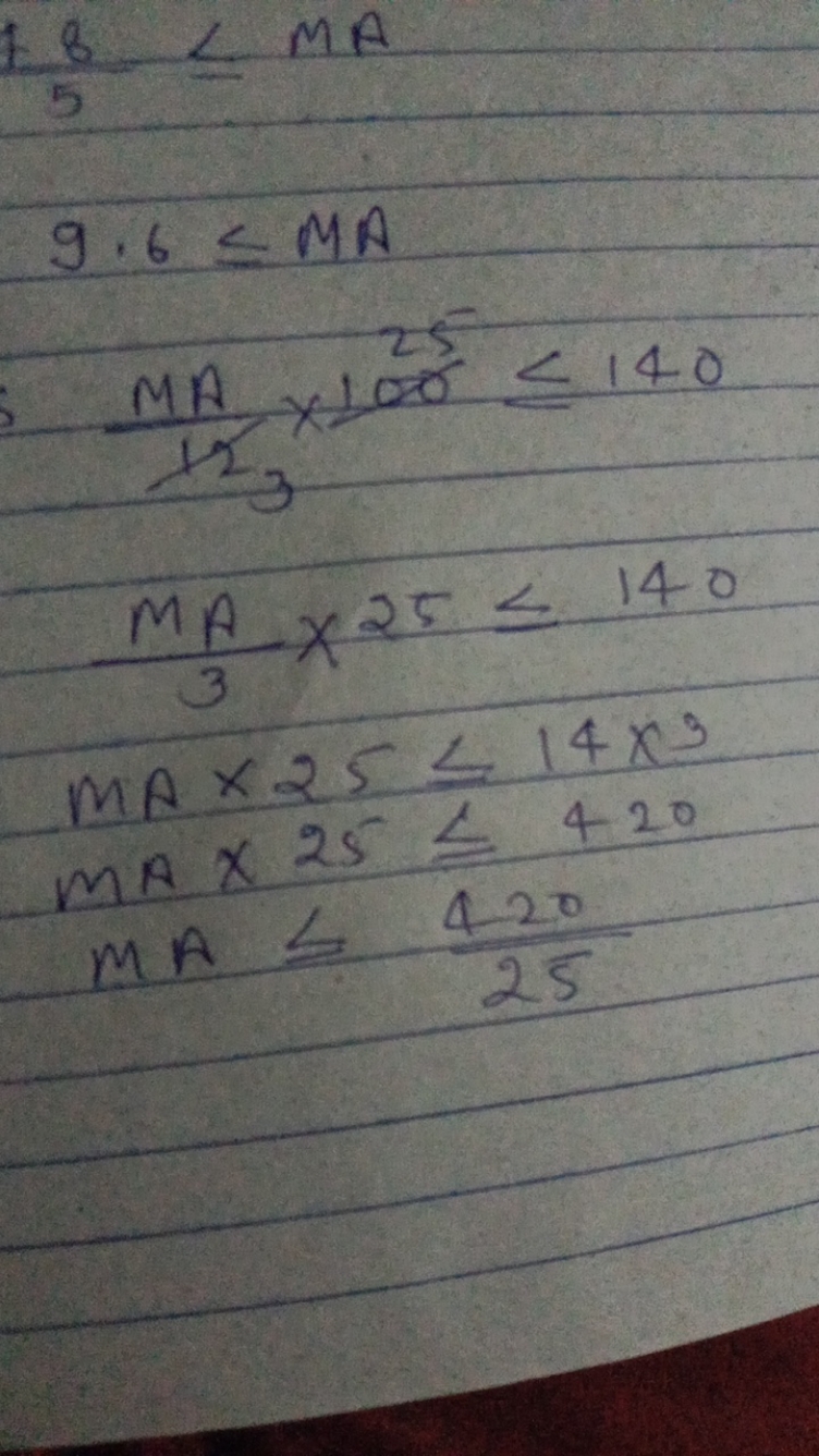 518​≤MA9.6≤MA123MA​×100≤1403MA​×25≤140MA×25≤14×3MA×25⩽420MA⩽25420​​