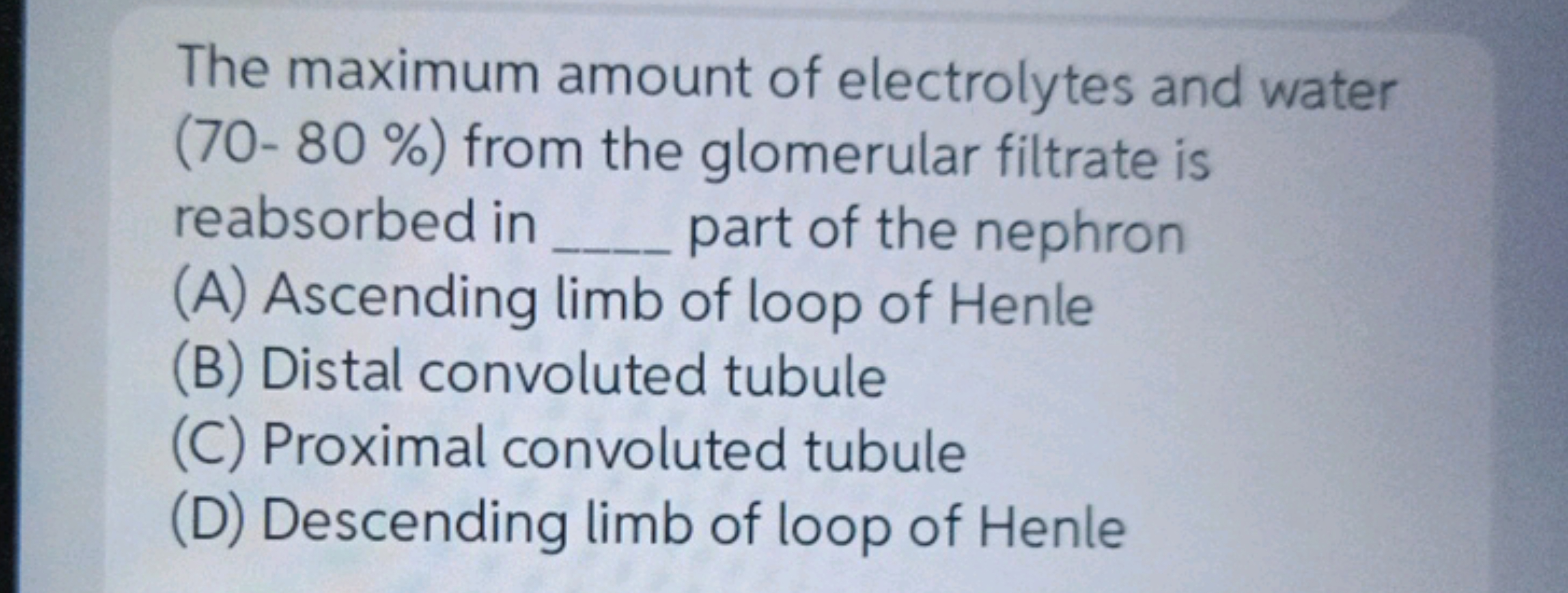 The maximum amount of electrolytes and water ( 70−80% ) from the glome