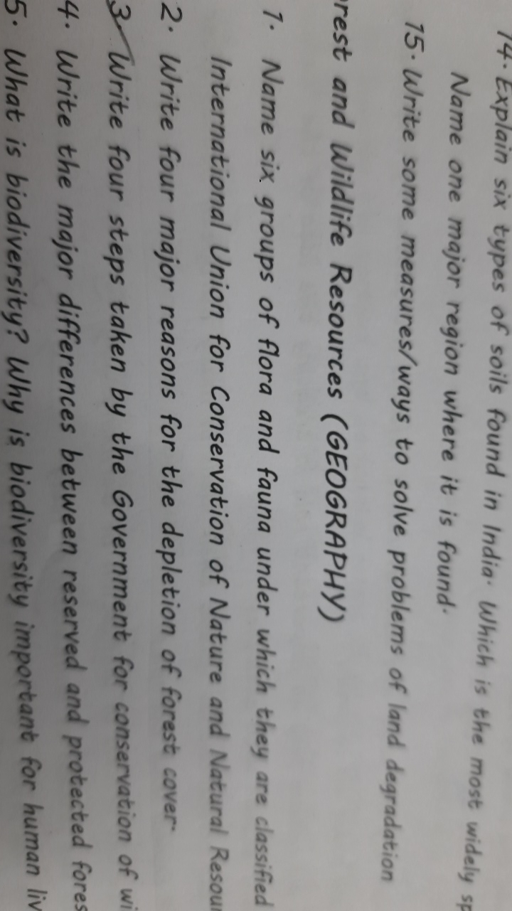 14. Explain six types of soils found in India. Which is the most widel