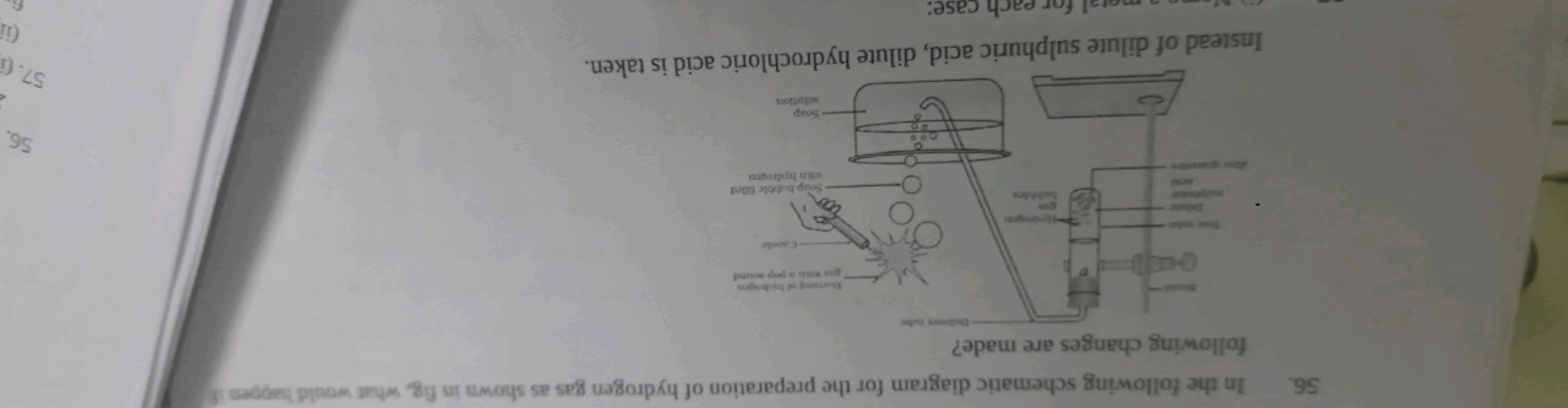 56. In the following schematic diagram for the preparation of hydrogen