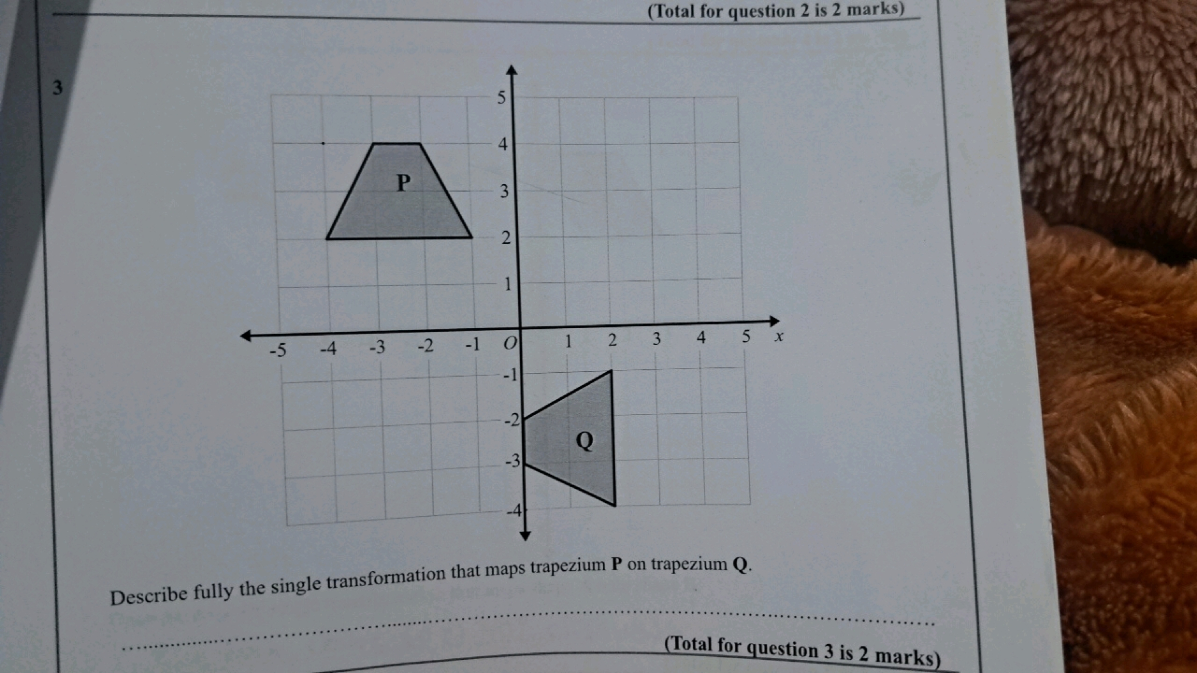 (Total for question 2 is 2 marks)
3
Describe fully the single transfor