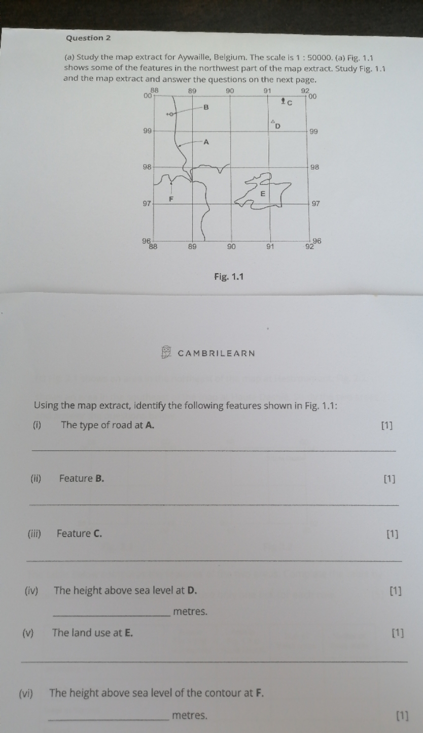 Question 2
(a) Study the map extract for Aywaille, Belgium. The scale 