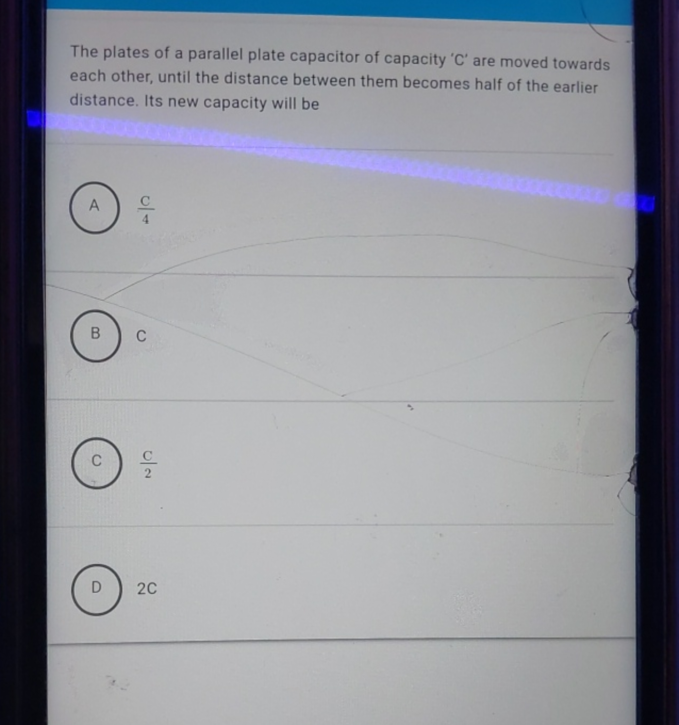 The plates of a parallel plate capacitor of capacity ' C ' are moved t