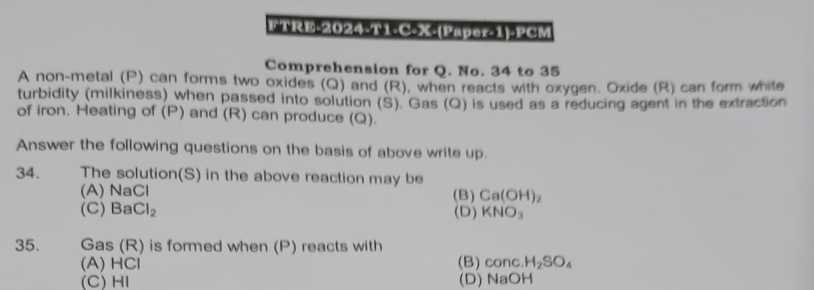 FTRE-2024-T1.C.X-(Paper.1)-PGM
Comprehension for Q. No. 34 to 35
A non