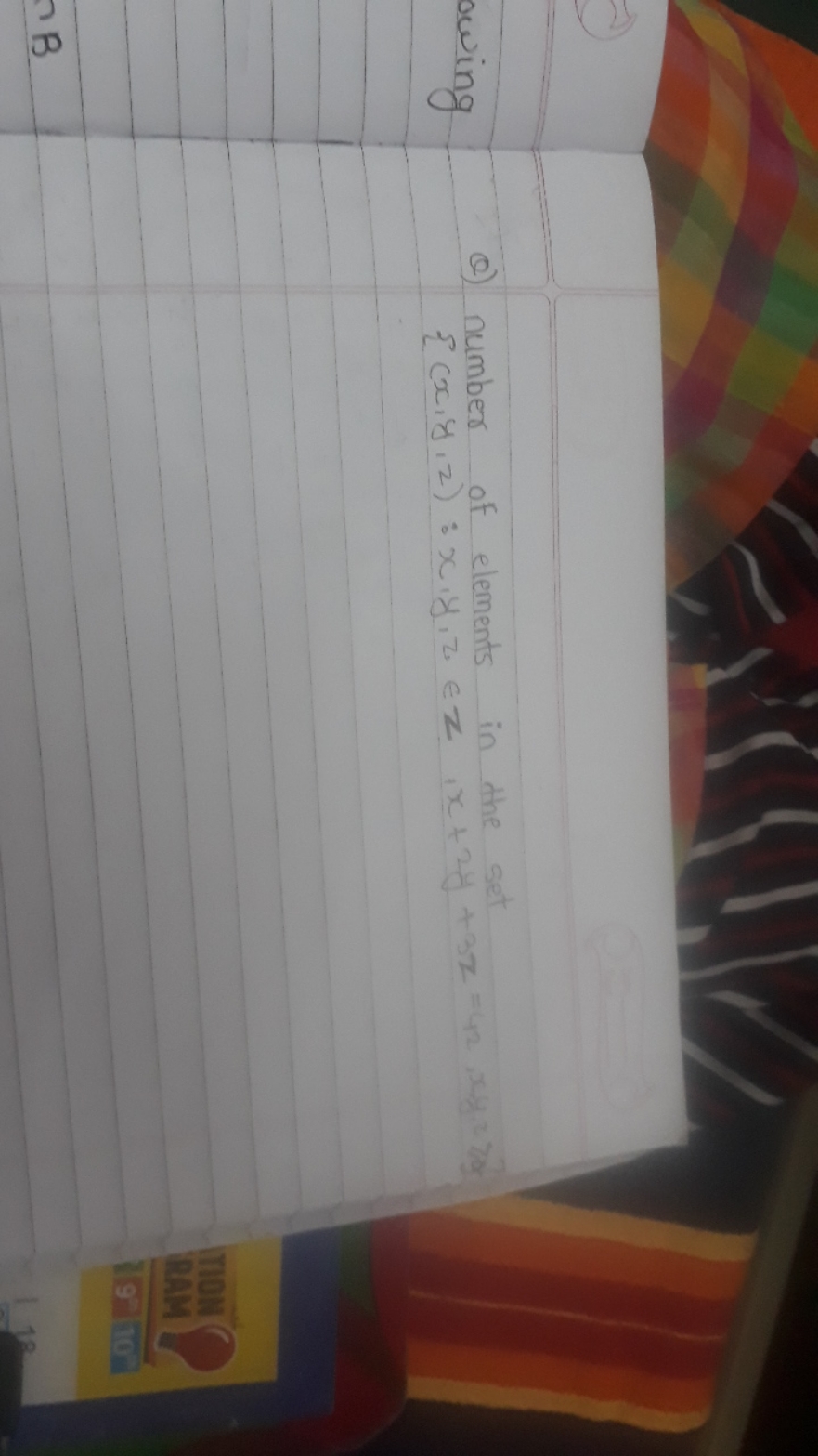 Q) number of elements in the set {(x,y,z):x,y,z∈z,x+2y+3z=10