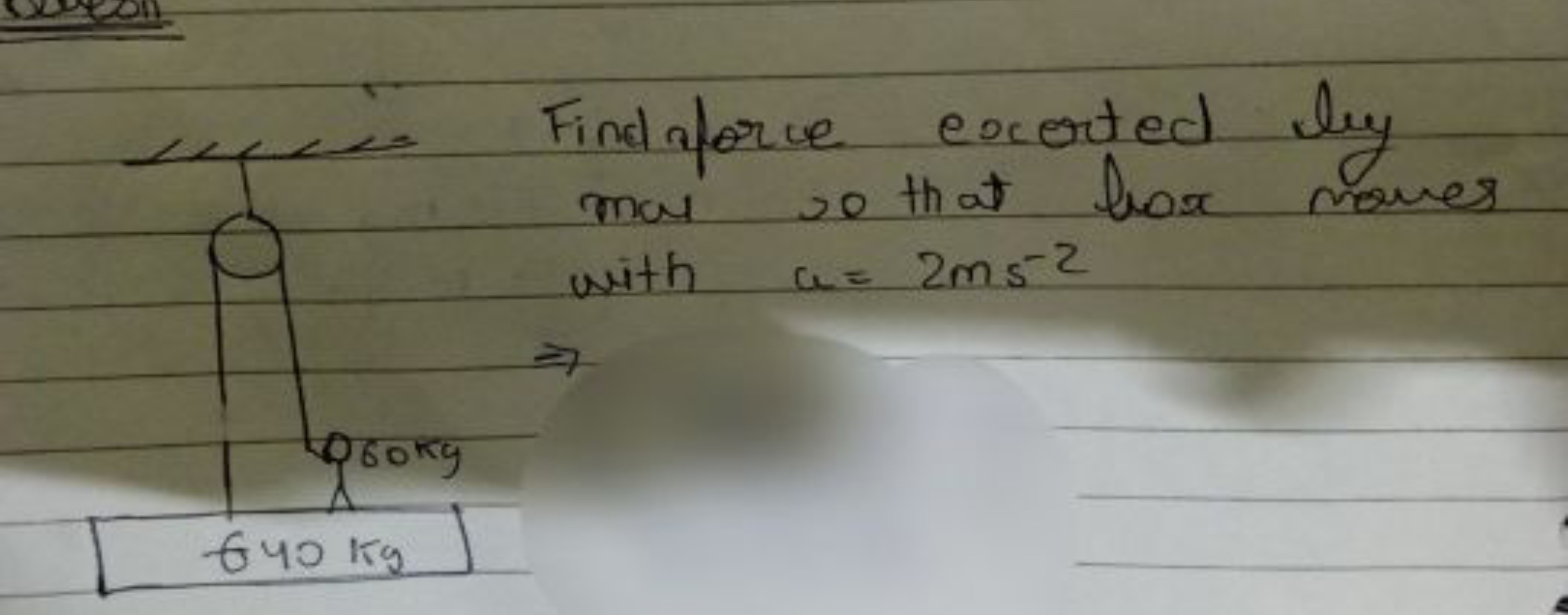 Findaforce exerted by mas so that bax moves with u=2 ms−2