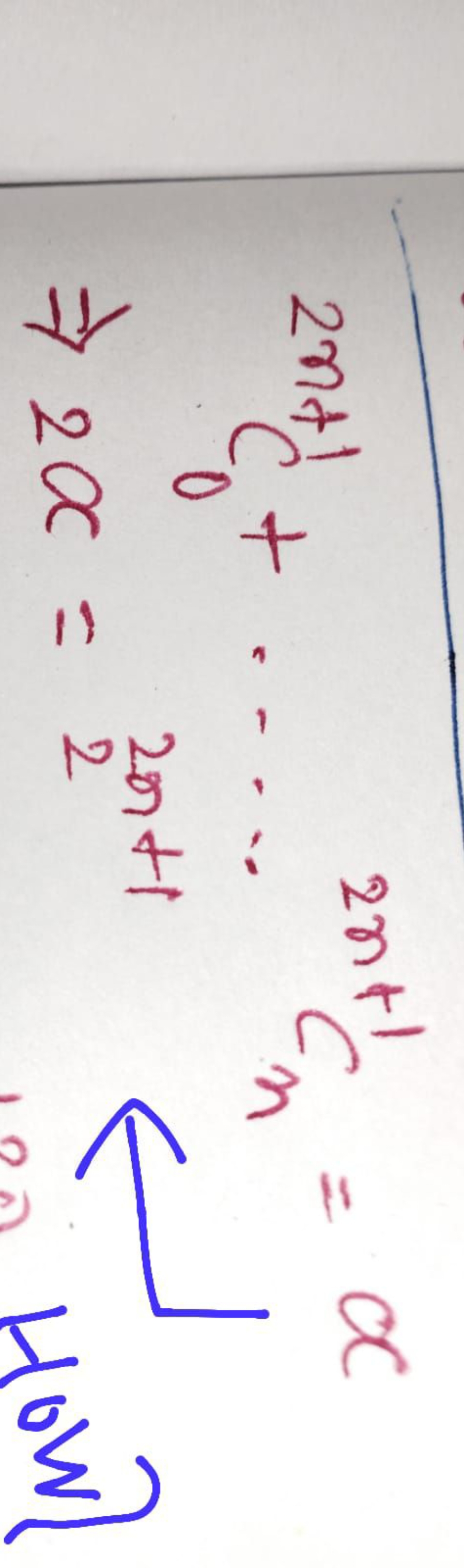 2n+1C0​+…2n+1Cn​=α⇒2α=22n+1​