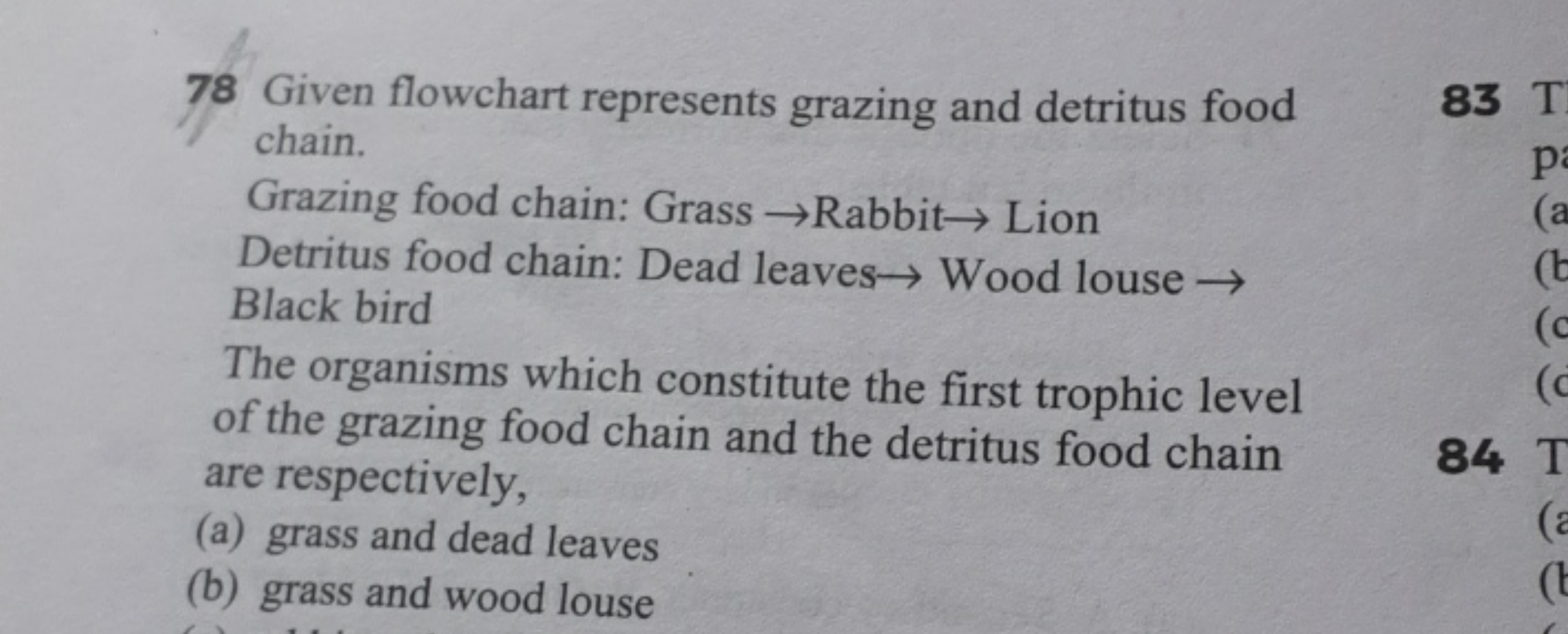 78 Given flowchart represents grazing and detritus food chain.
Grazing