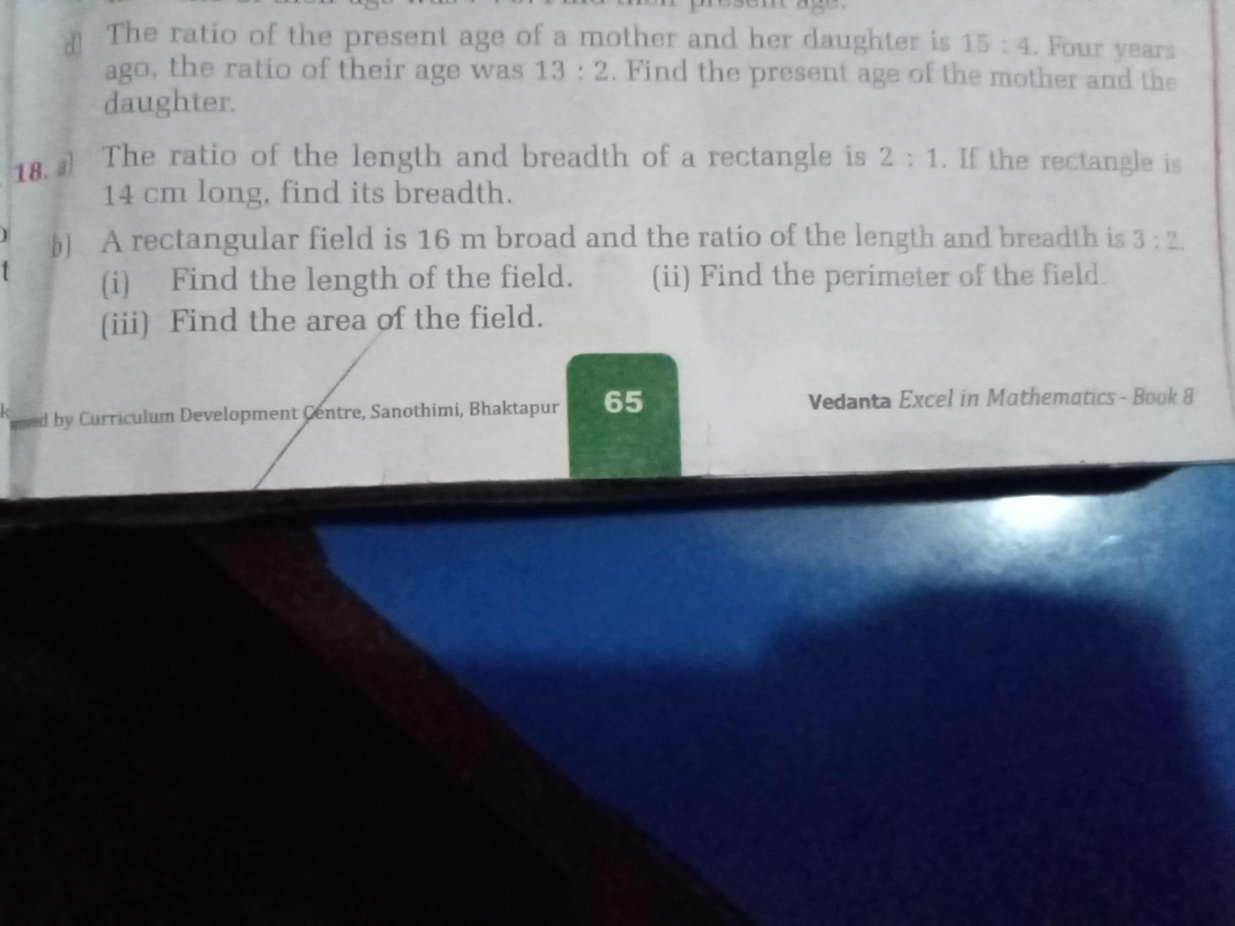 di) The ratio of the present age of a mother and her daughter is 15:4.