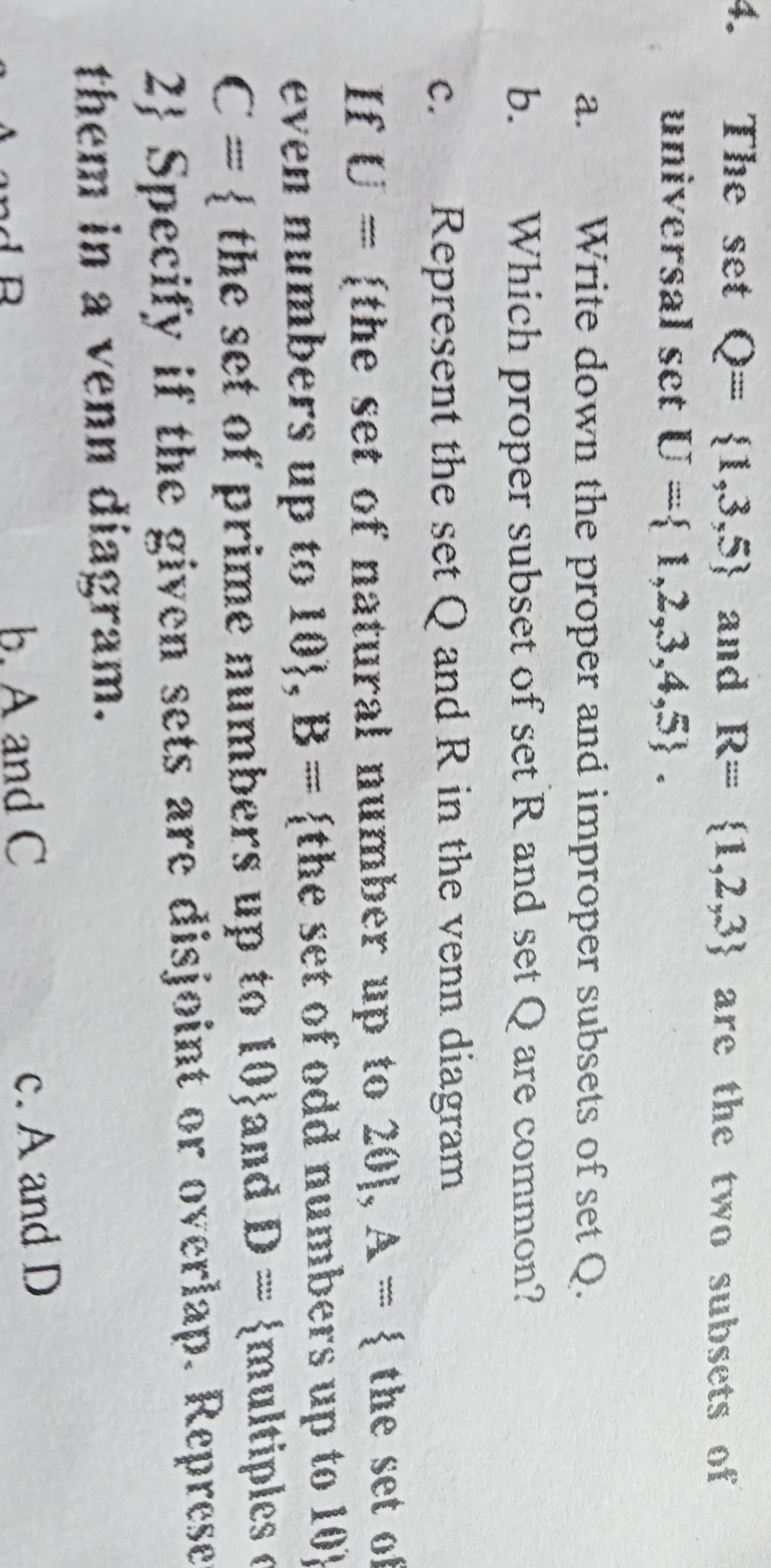 4. The set Q={1,3,5} and R={1,2,3} are the two subsets of universal se