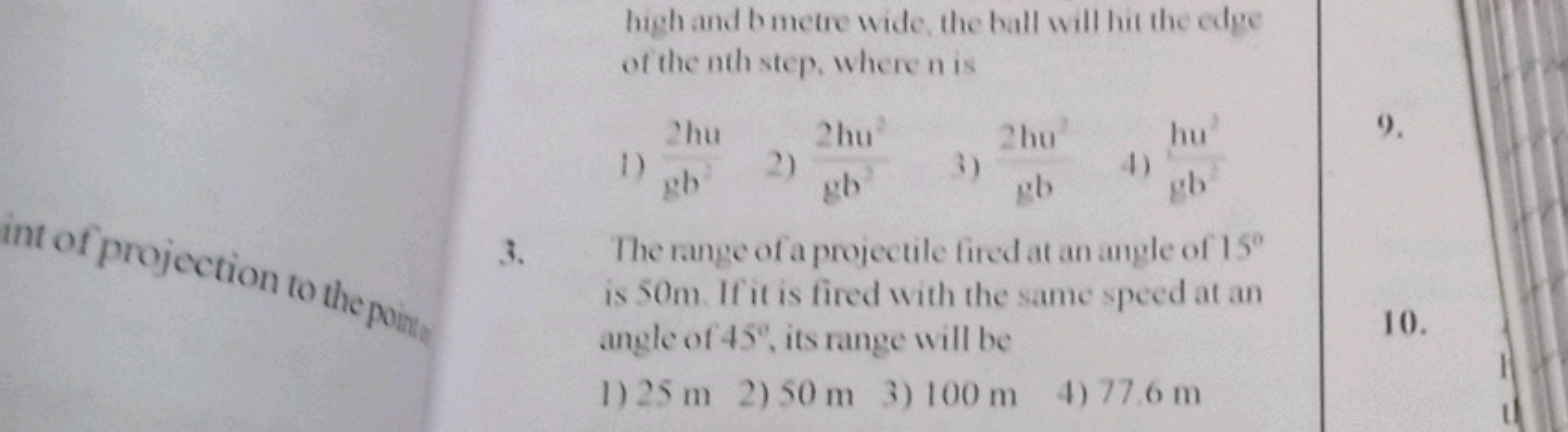 high and b metre wide, the ball will hit the edge of the nth step, whe