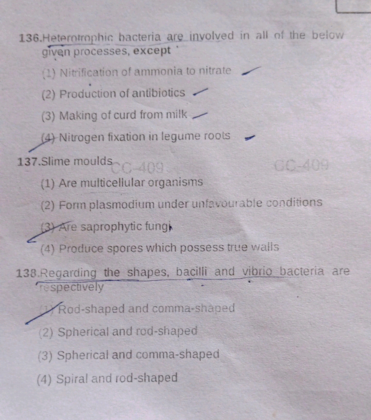 136. Heterntrnphic hacteria are involved in all of the below given pro