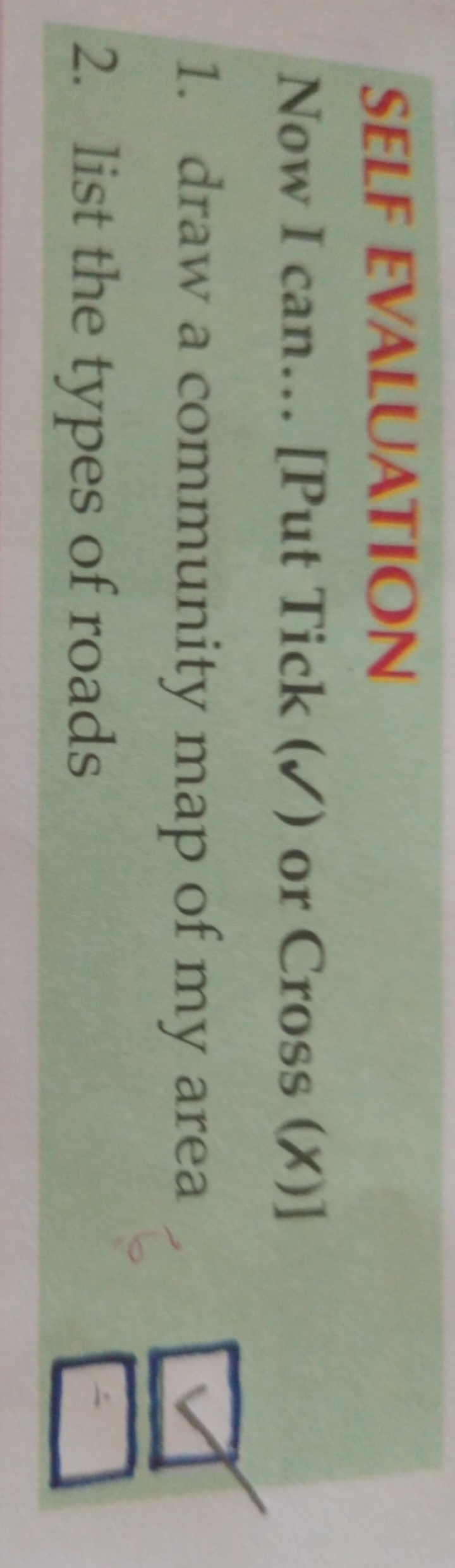 SELF EVALUATION
Now I can... [Put Tick ( ✓ ) or Cross (X) ]
1. draw a 