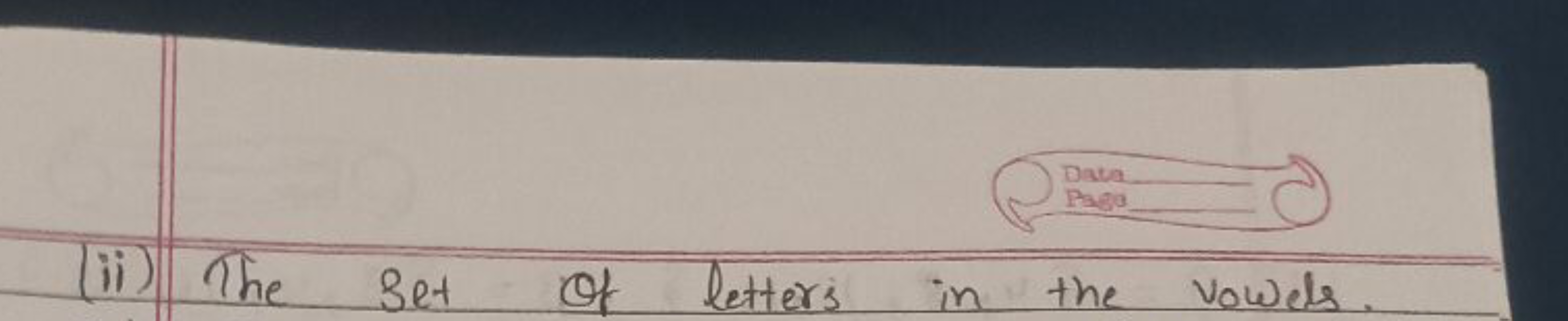 (ii) The set of letters in the vowels.