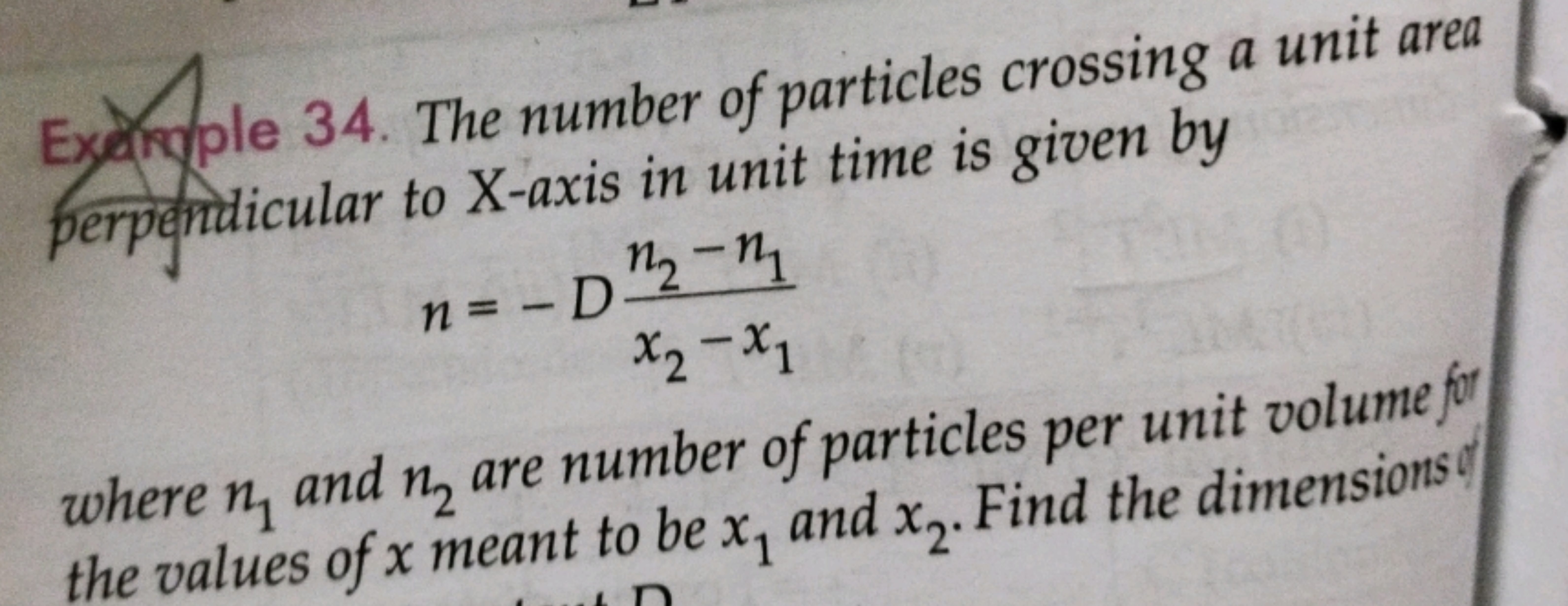 Example 34. The number of particles crossing a unit area perpgntlicula