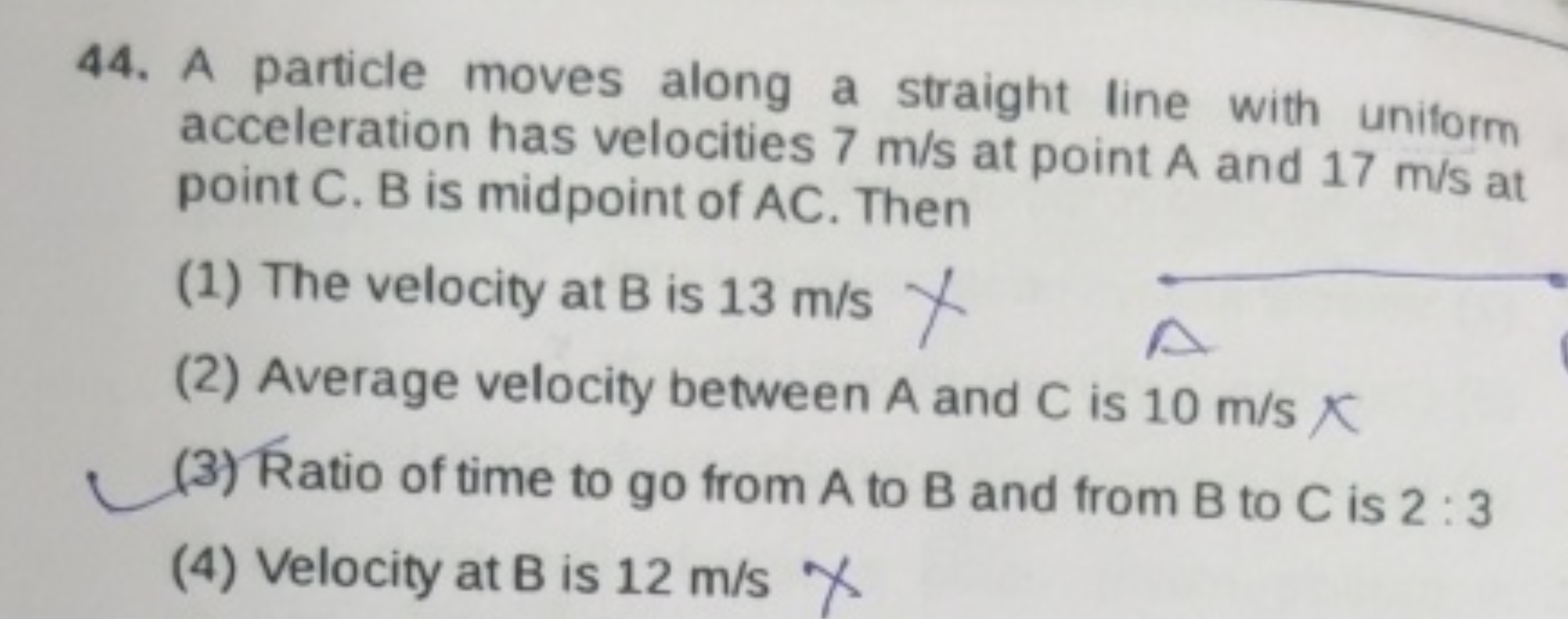 44. A particle moves along a straight line with uniform acceleration h