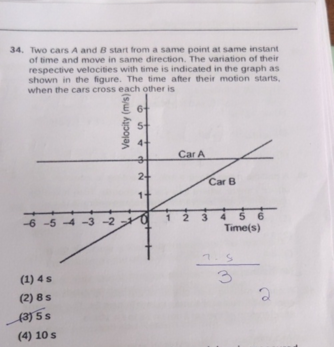 34. Two cars A and B start from a same point at same instant of time a