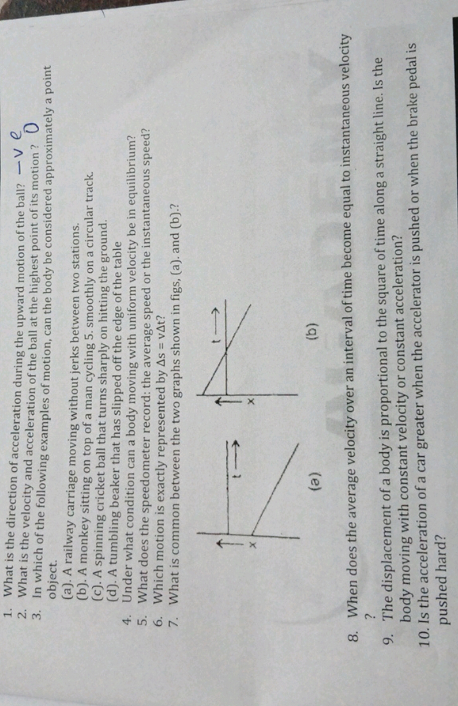 1. What is the direction of acceleration during the upward motion of t