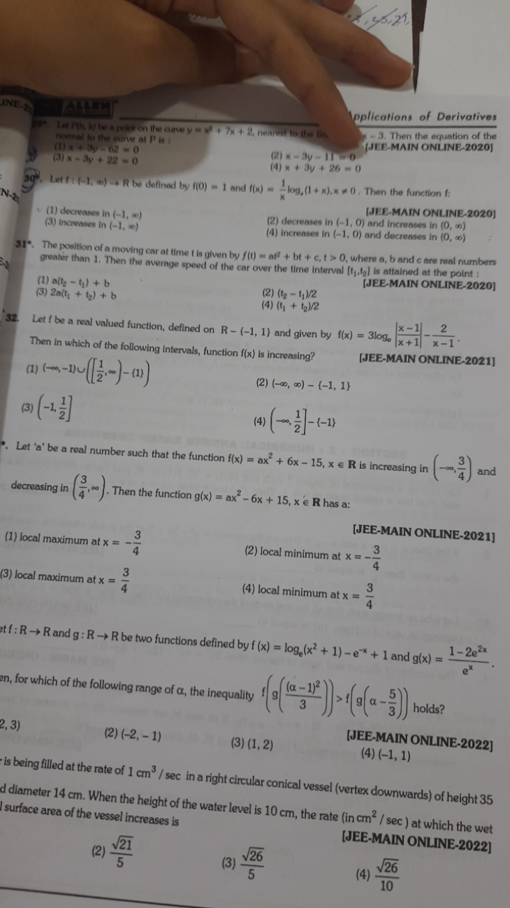 INE.
Ipplications of Derivatives

Lat (Th, h) le a pxum on the curve y